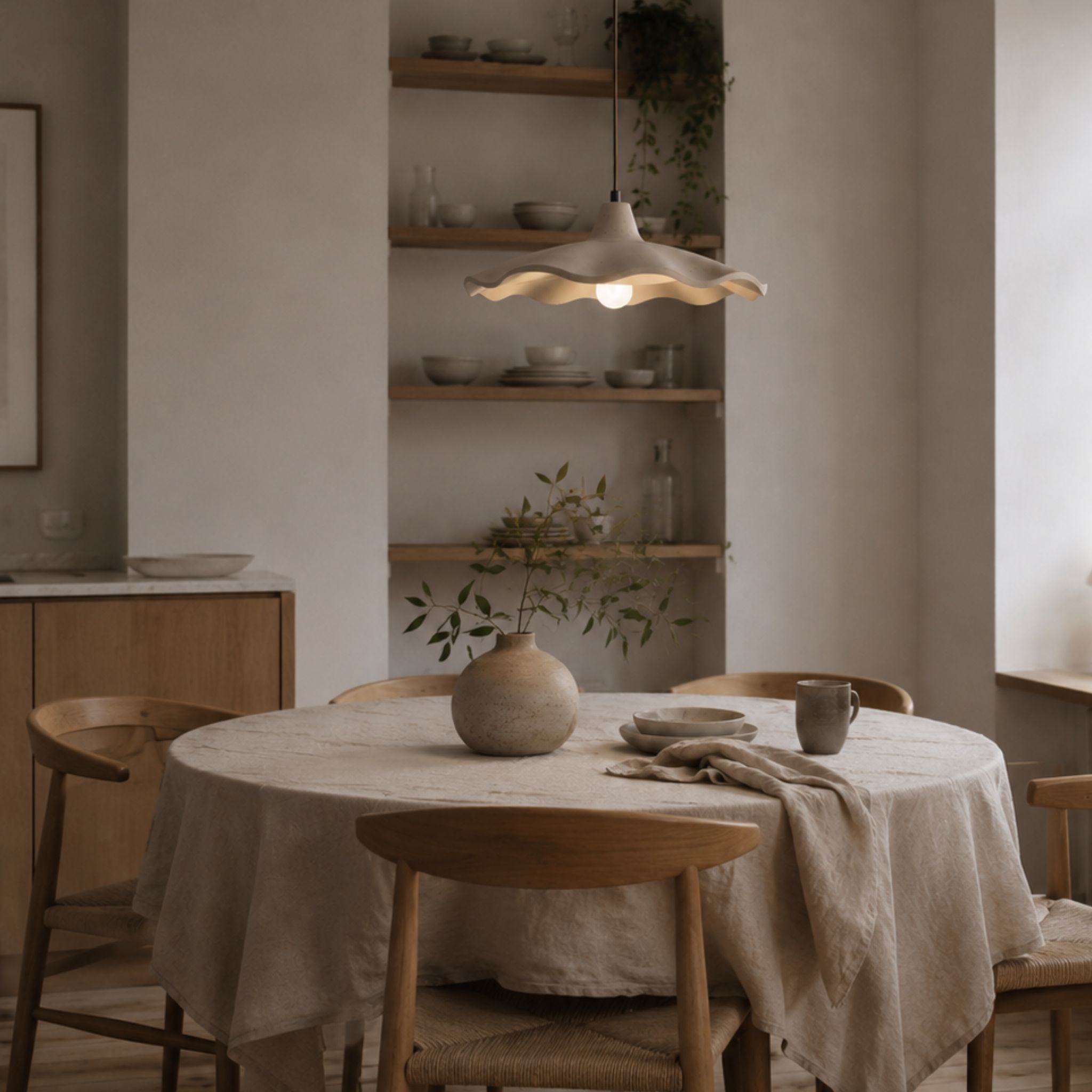 Bello Pendant Lamp | Sand-Colored Travertine, Adjustable Height