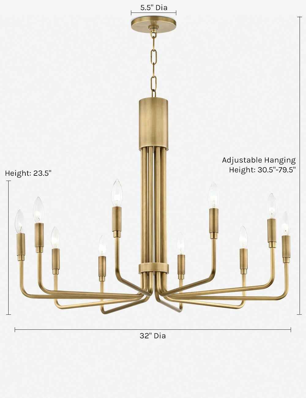 Alera Chandelier | Aged Brass, 6 or 10 Light Design