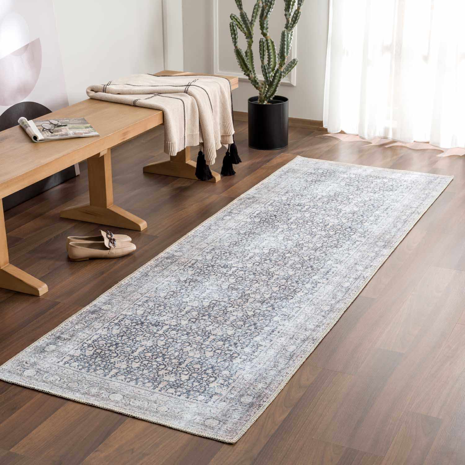 Haven Washable Rug  Machine Woven  Light Gray, Teal