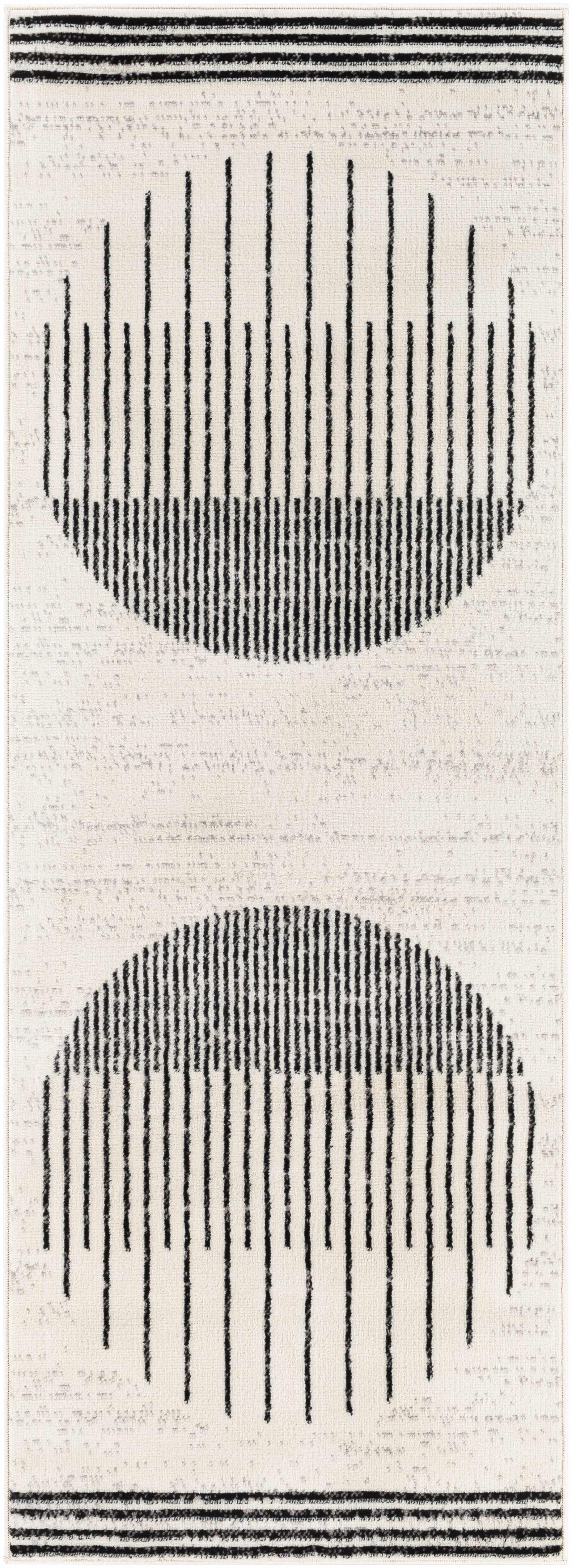 Bento Area Rug  Black & White Striped, Medium Pile