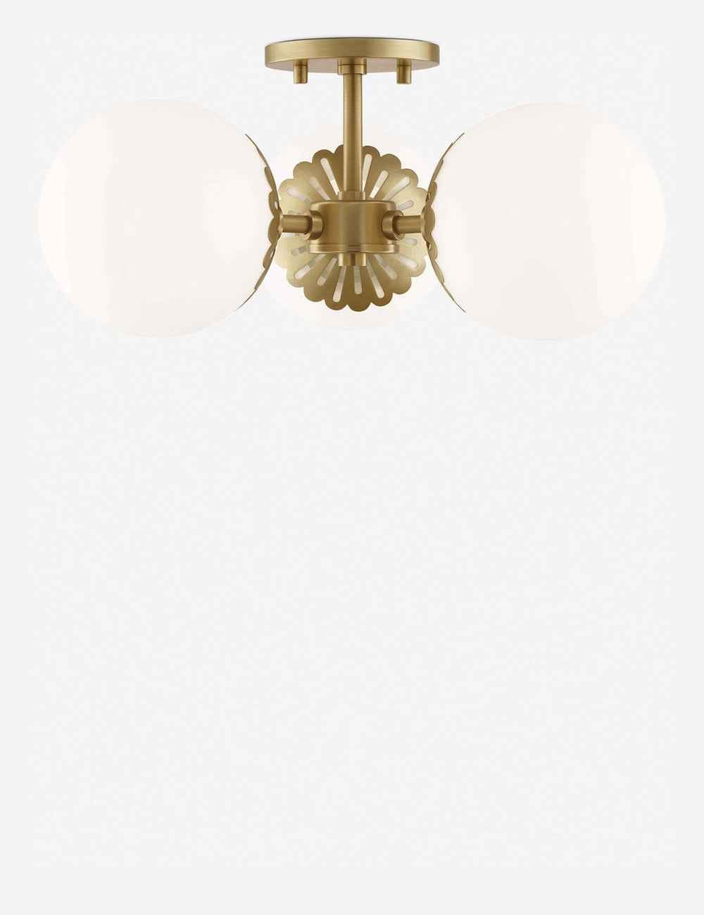 Astra Semi-Flush Mount Light | Frosted Globe Bulbs, Filigree Detailing