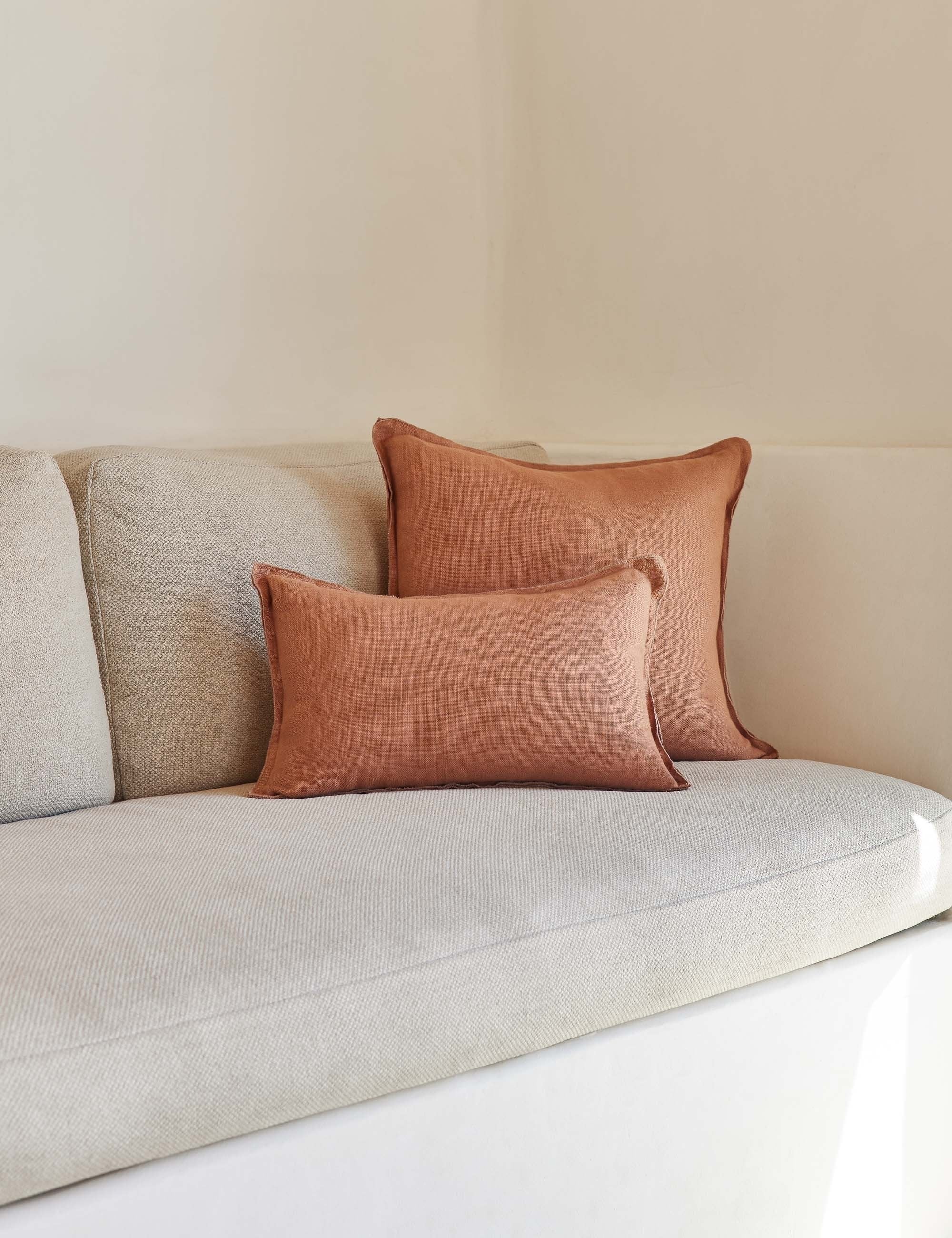 Luna Linen Lumbar Pillow | Superior Long Fiber Flax, Tonal Stitch Detail
