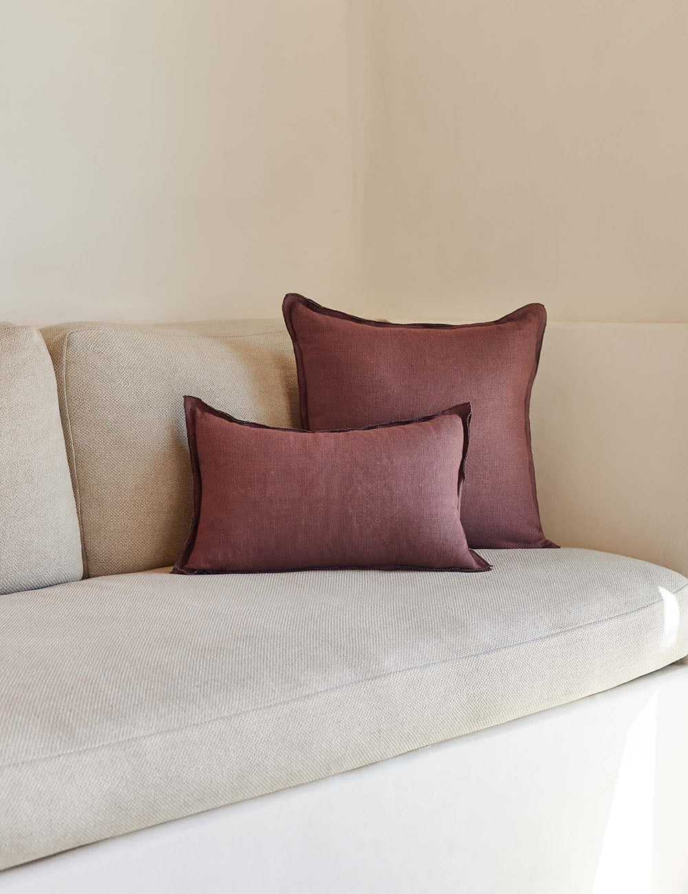 Luna Linen Lumbar Pillow | Superior Long Fiber Flax, Tonal Stitch Detail
