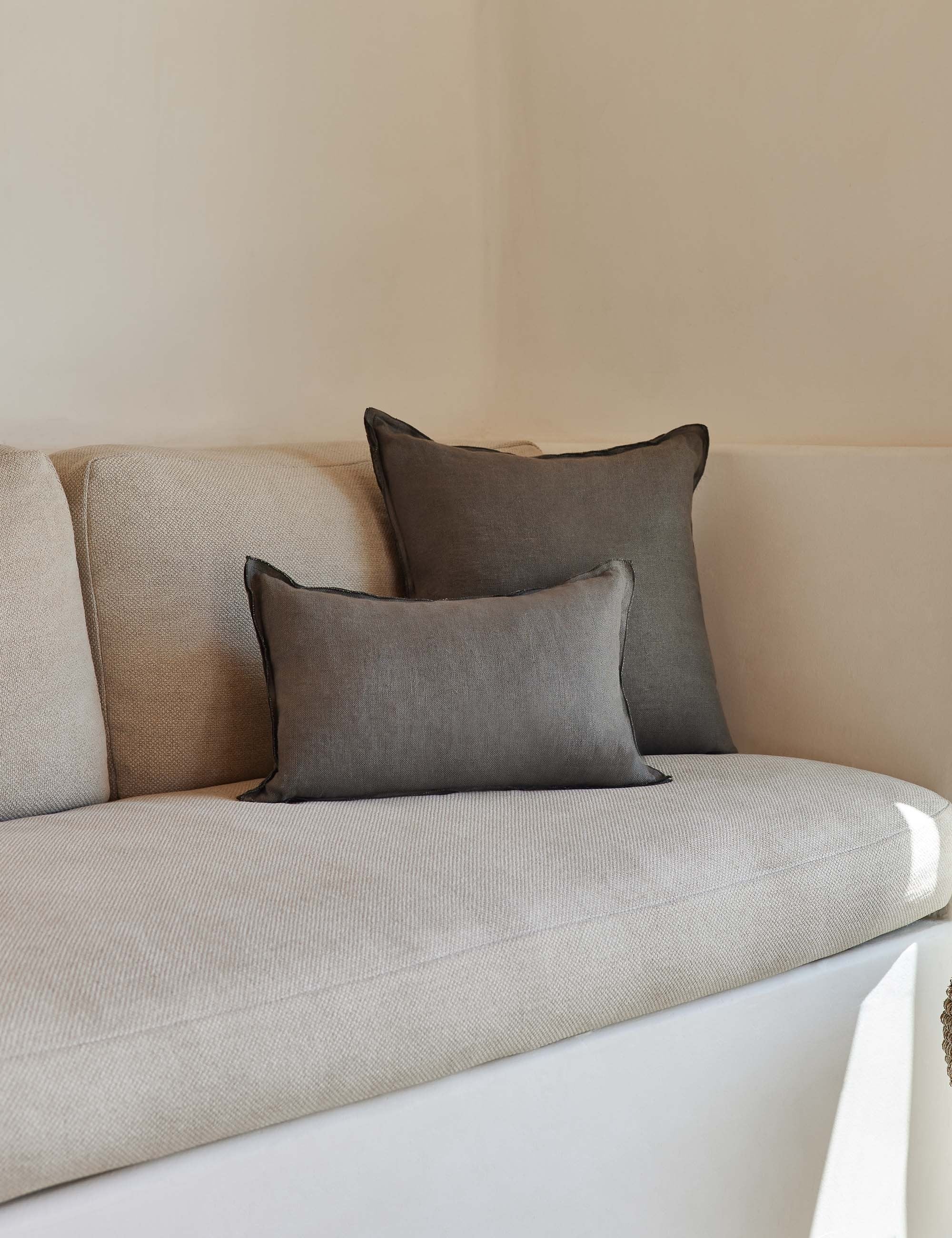 Luna Linen Lumbar Pillow | Superior Long Fiber Flax, Tonal Stitch Detail