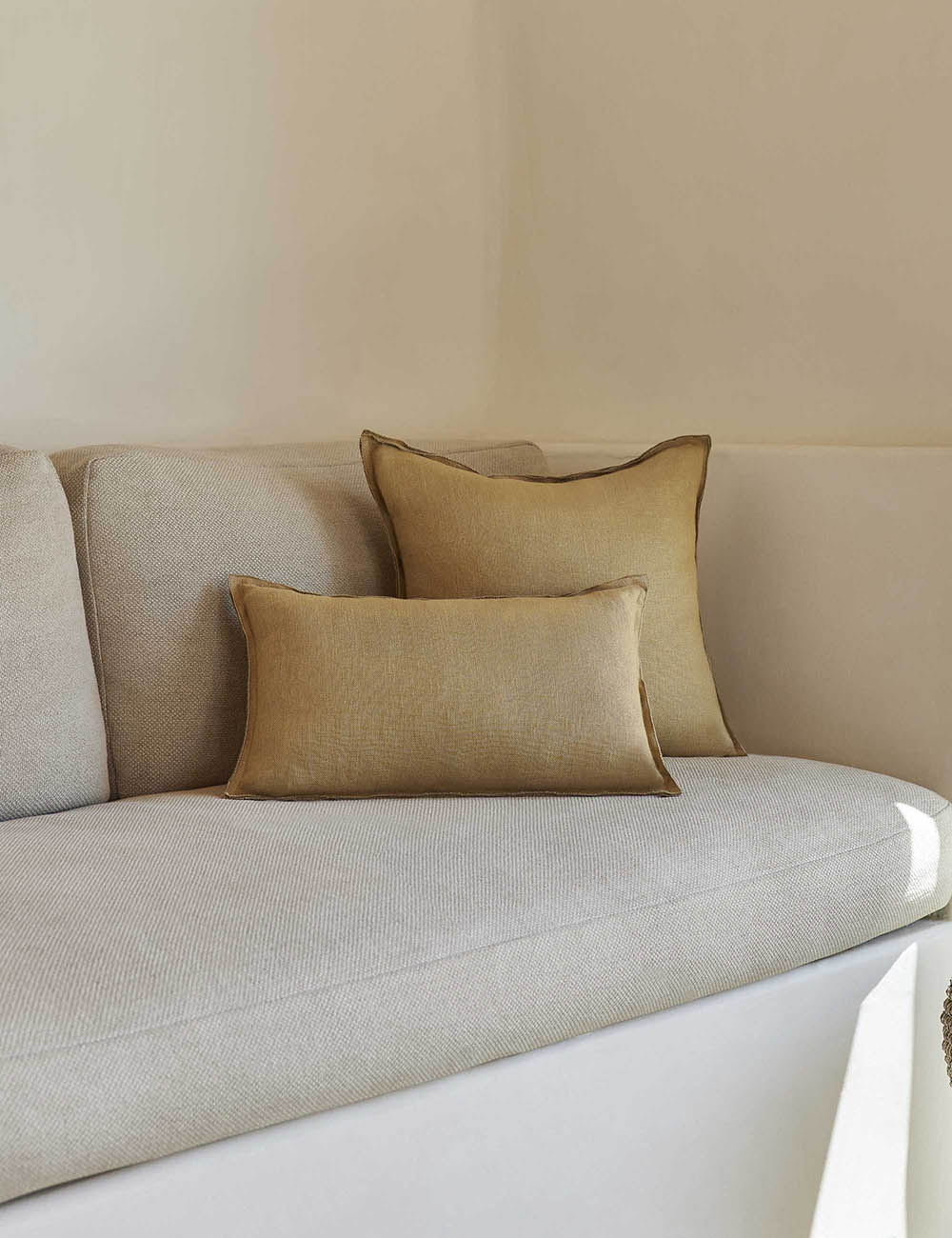 Luna Linen Lumbar Pillow | Superior Long Fiber Flax, Tonal Stitch Detail