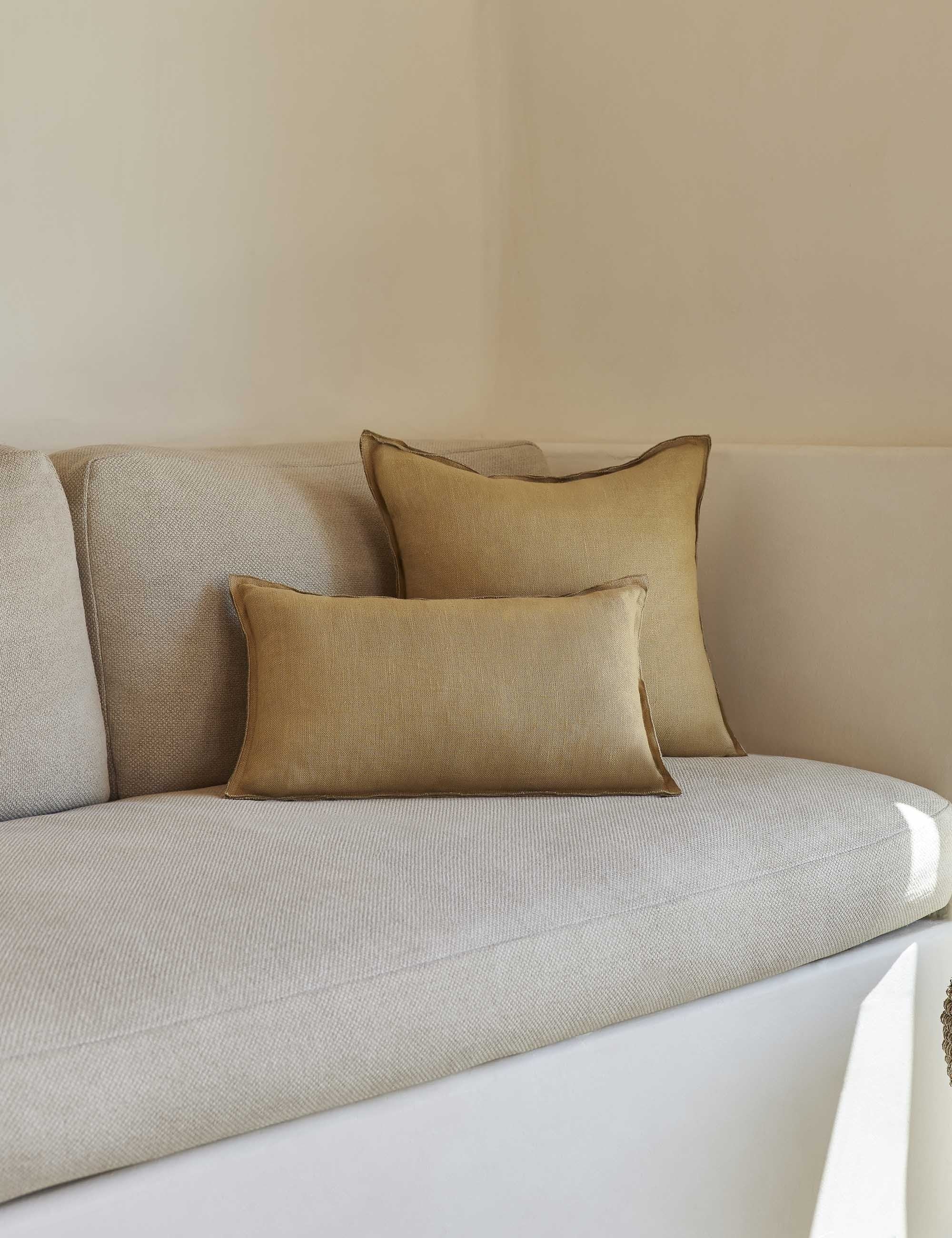 Luna Linen Lumbar Pillow | Superior-Quality Flax, Tonal Stitch Detail