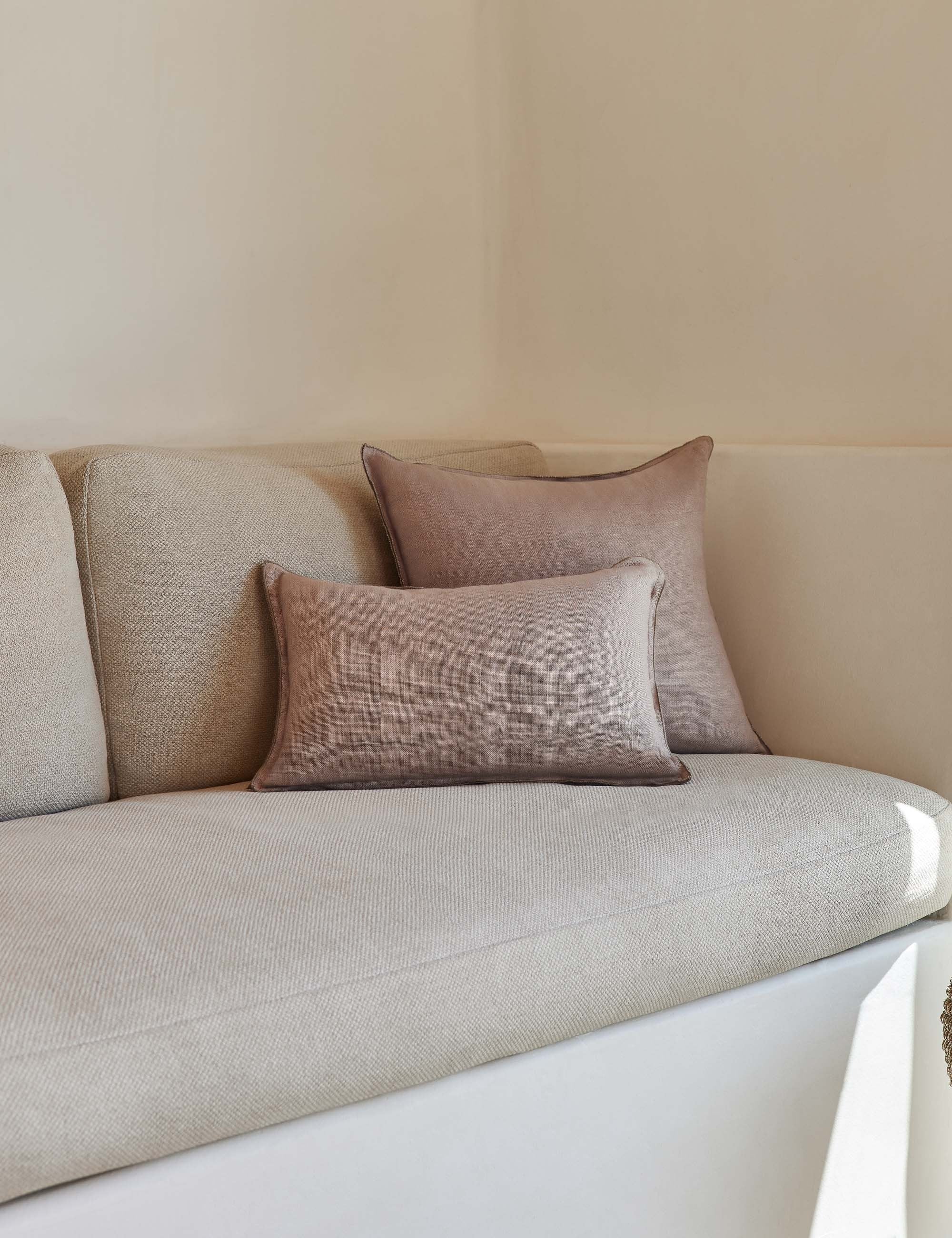 Luna Linen Lumbar Pillow | Superior-Quality Flax, Tonal Stitch Detail