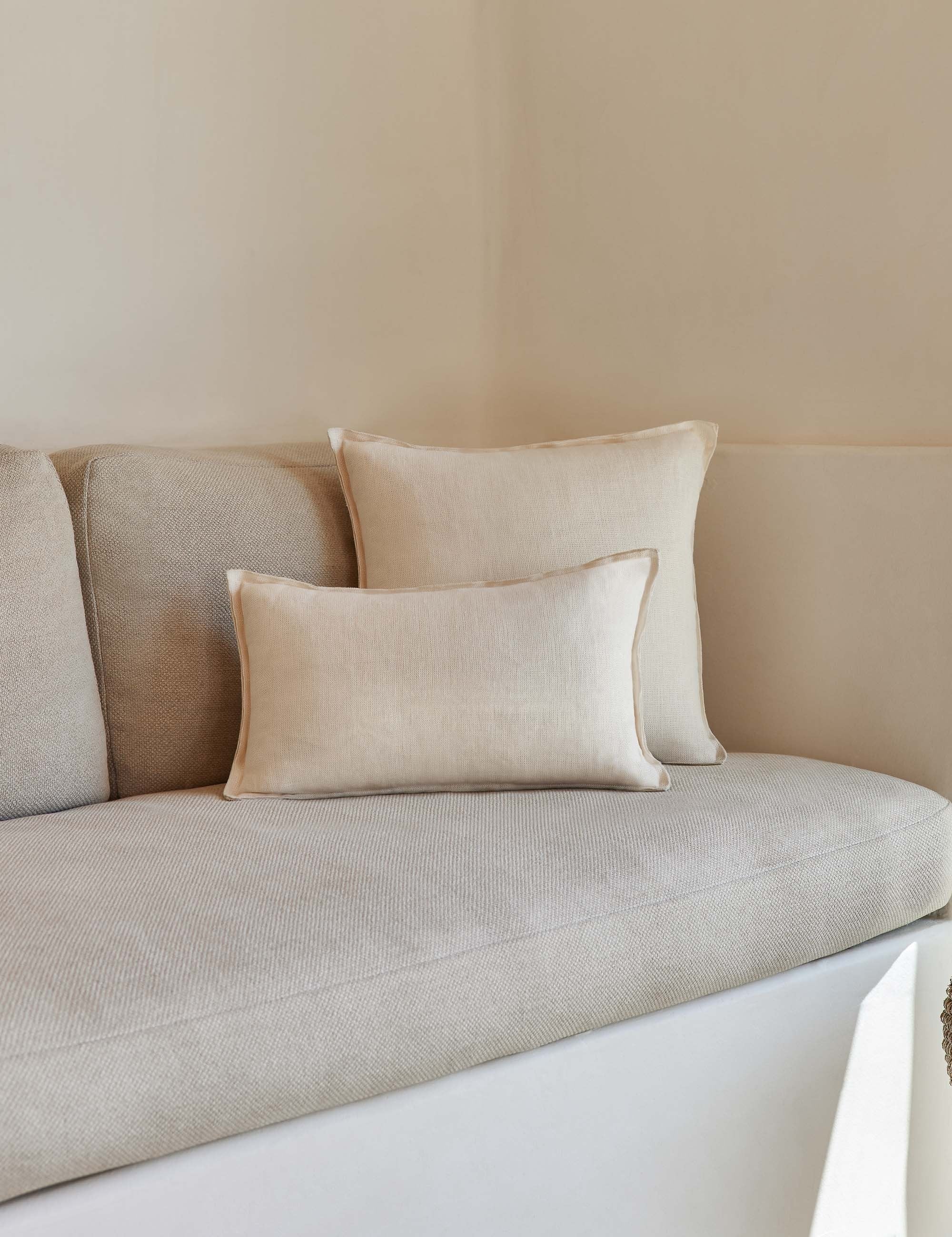 Luna Linen Lumbar Pillow | Superior-Quality Flax, Tonal Stitch Detail