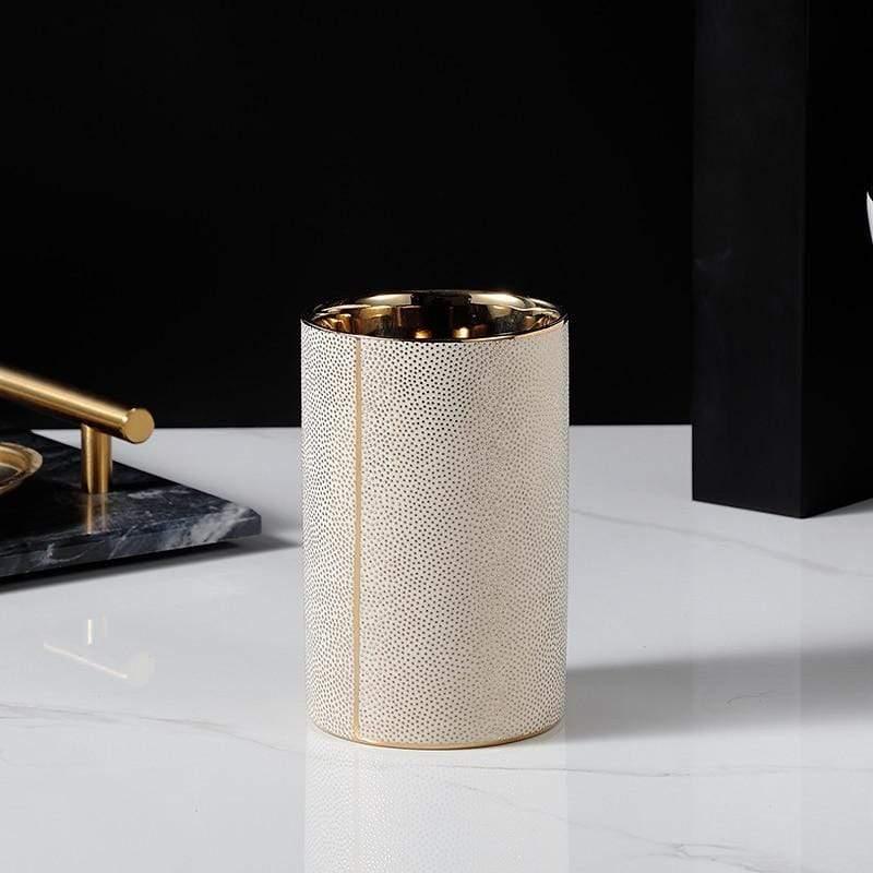 Palais Bathroom Accessories Set | Ceramic with Gold Accents