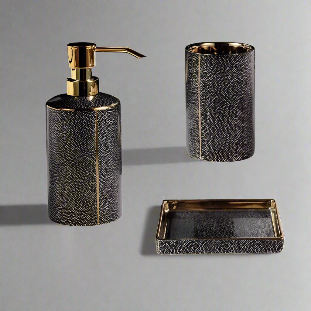 Palais Bathroom Accessories Set | Ceramic with Gold Accents