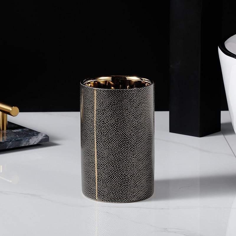 Palais Bathroom Accessories Set | Ceramic with Gold Accents