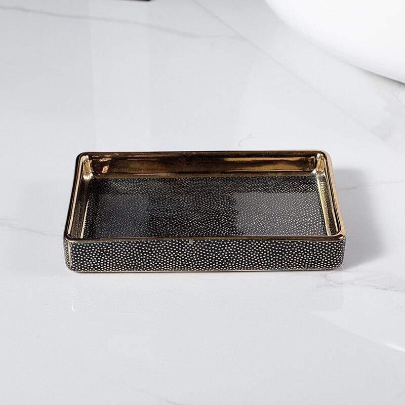 Palais Bathroom Accessories Set | Ceramic with Gold Accents