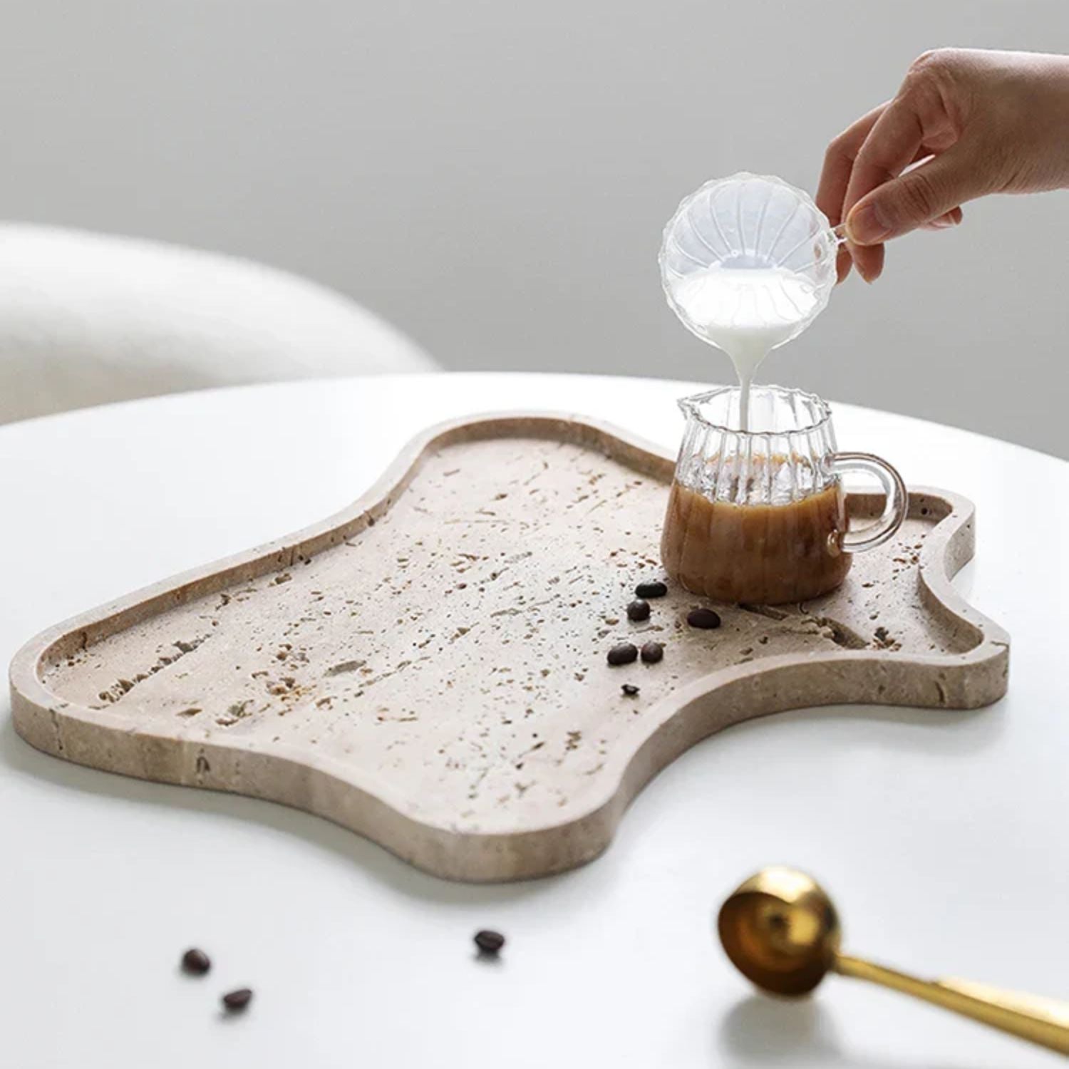 Bela Irregular Stone Tray | Handcrafted Natural Ochre Design