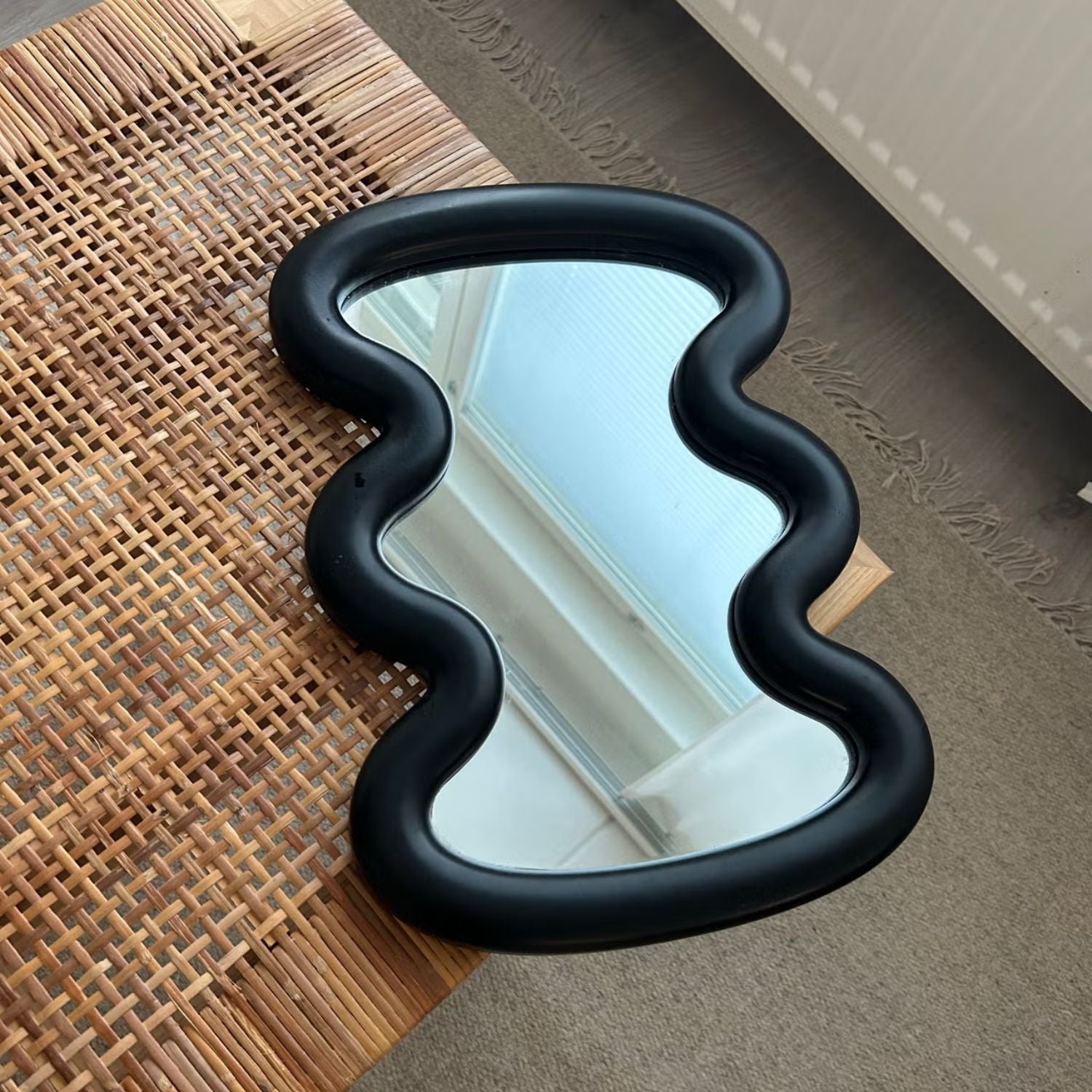 Bela Vanity Mirror | Modern Wave Design, Sturdy Wooden Frame