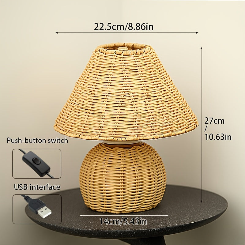 Bela Desk Lamp | Handwoven Bamboo, USB-Powered Ambient Light
