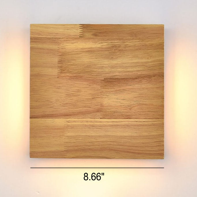 Rectangular LED Wall Sconce Lamp in Japanese Wabi-Sabi Log Wood Design