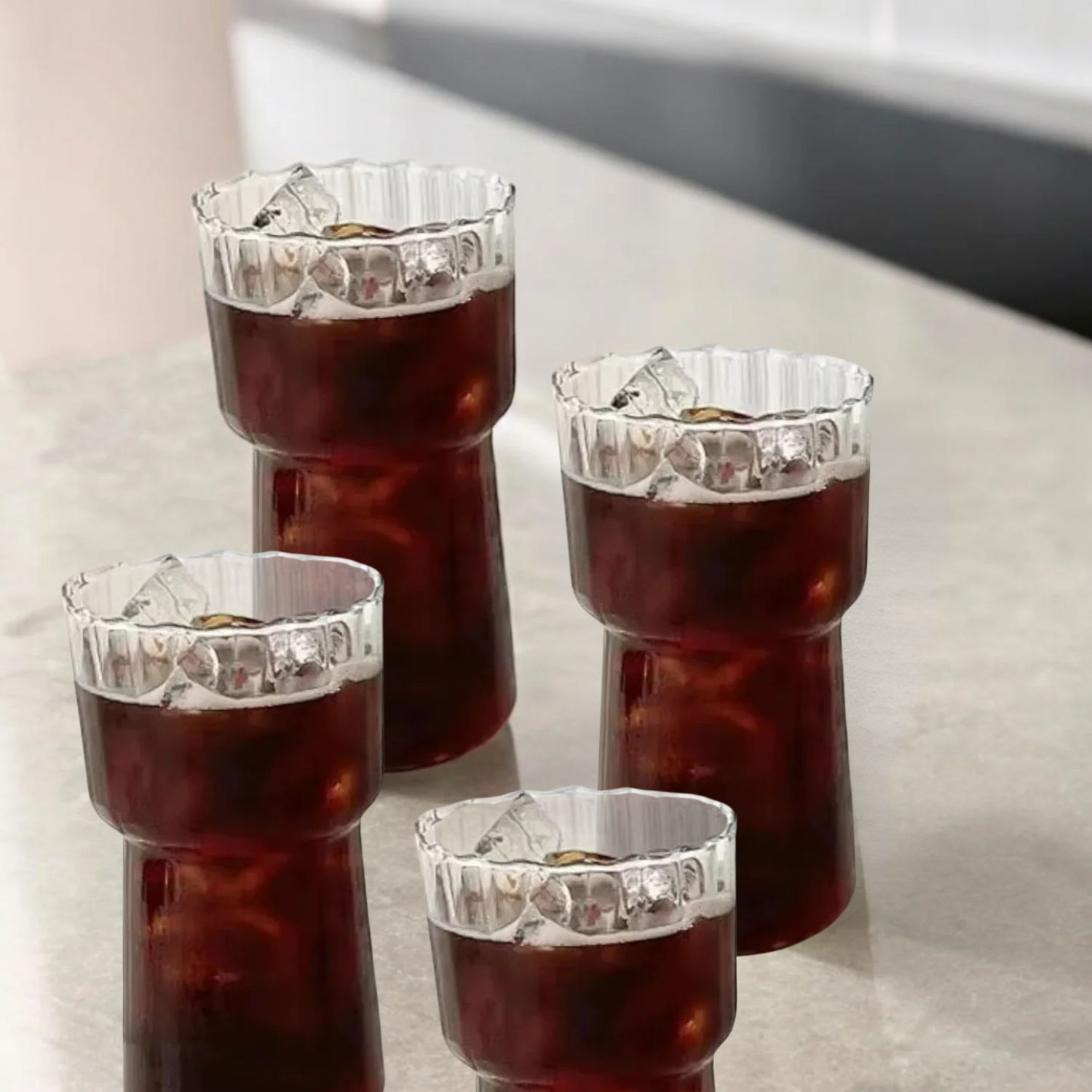 Bela High Striped Glasses Set | Thick Glass, 590ml Capacity