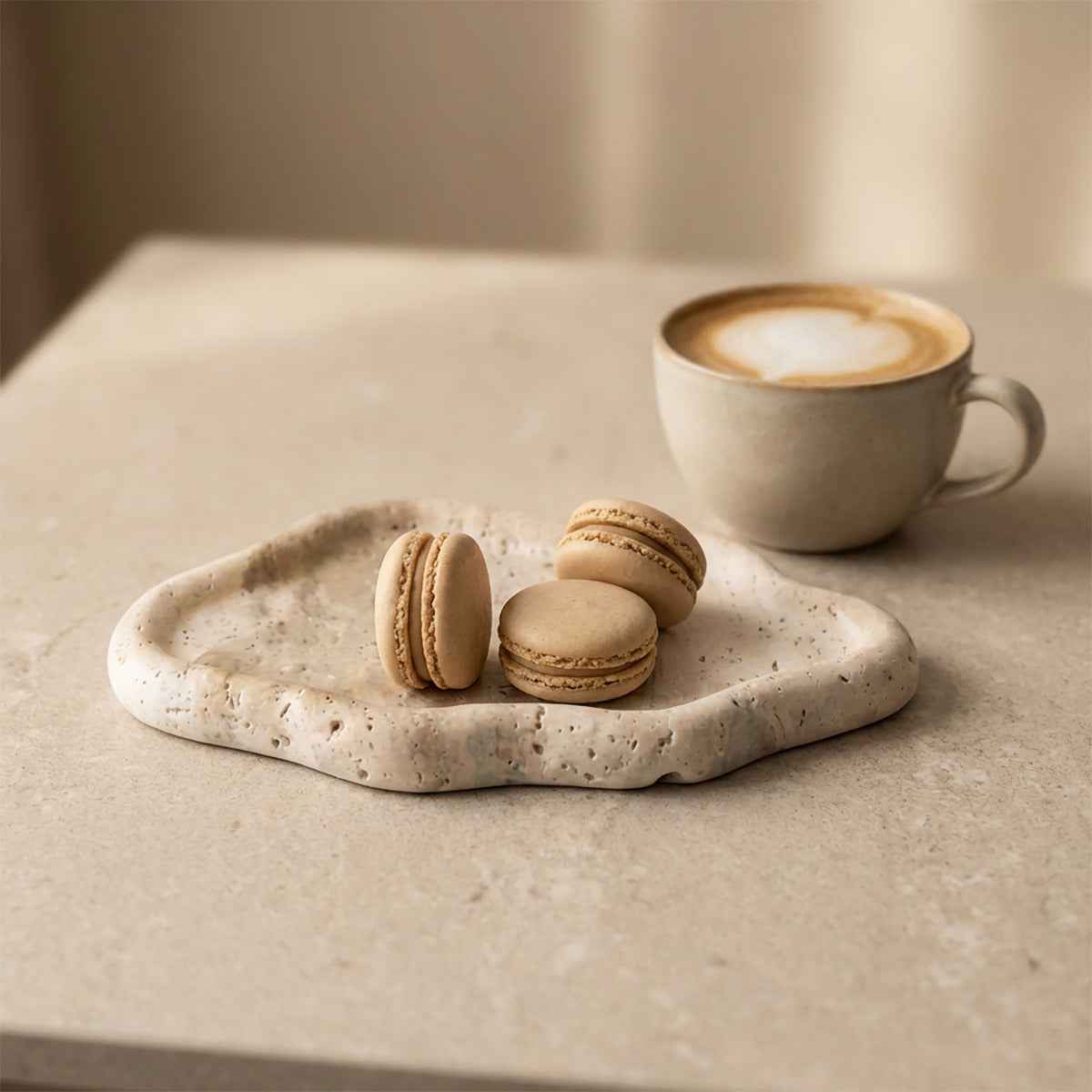 Cielo Stone Tray | Irregular Cloud Design, Natural Travertine