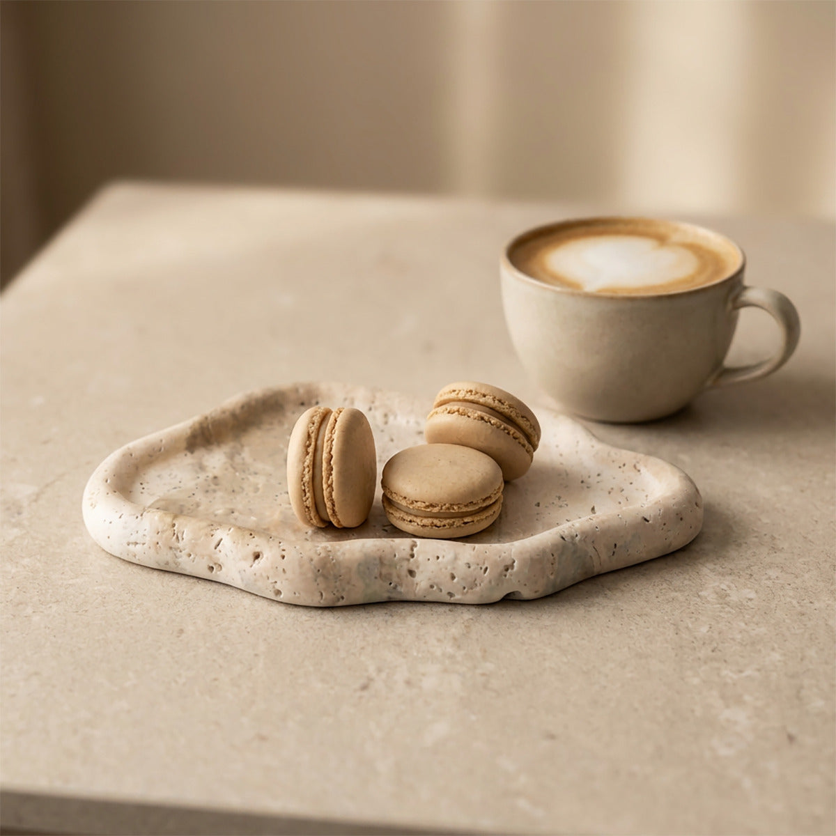 Cielo Travertine Stone Tray | Irregular Design, Natural Texture