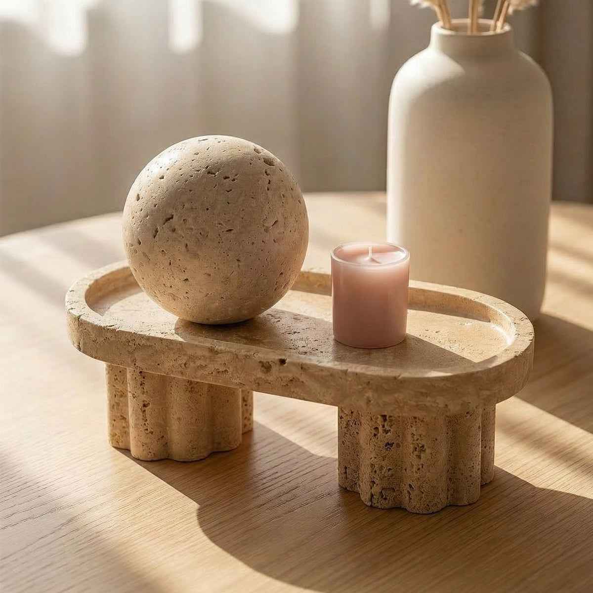 Bello Decorative Tray | Travertine Marble Finish, Elevates Any Space