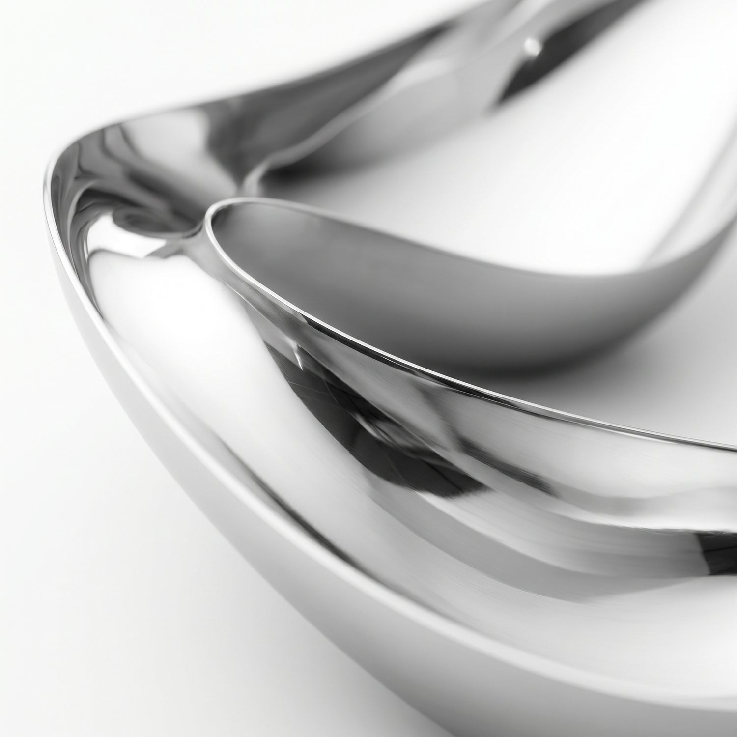 Luma Silver Tray | Triple Compartment, Mirror Finish