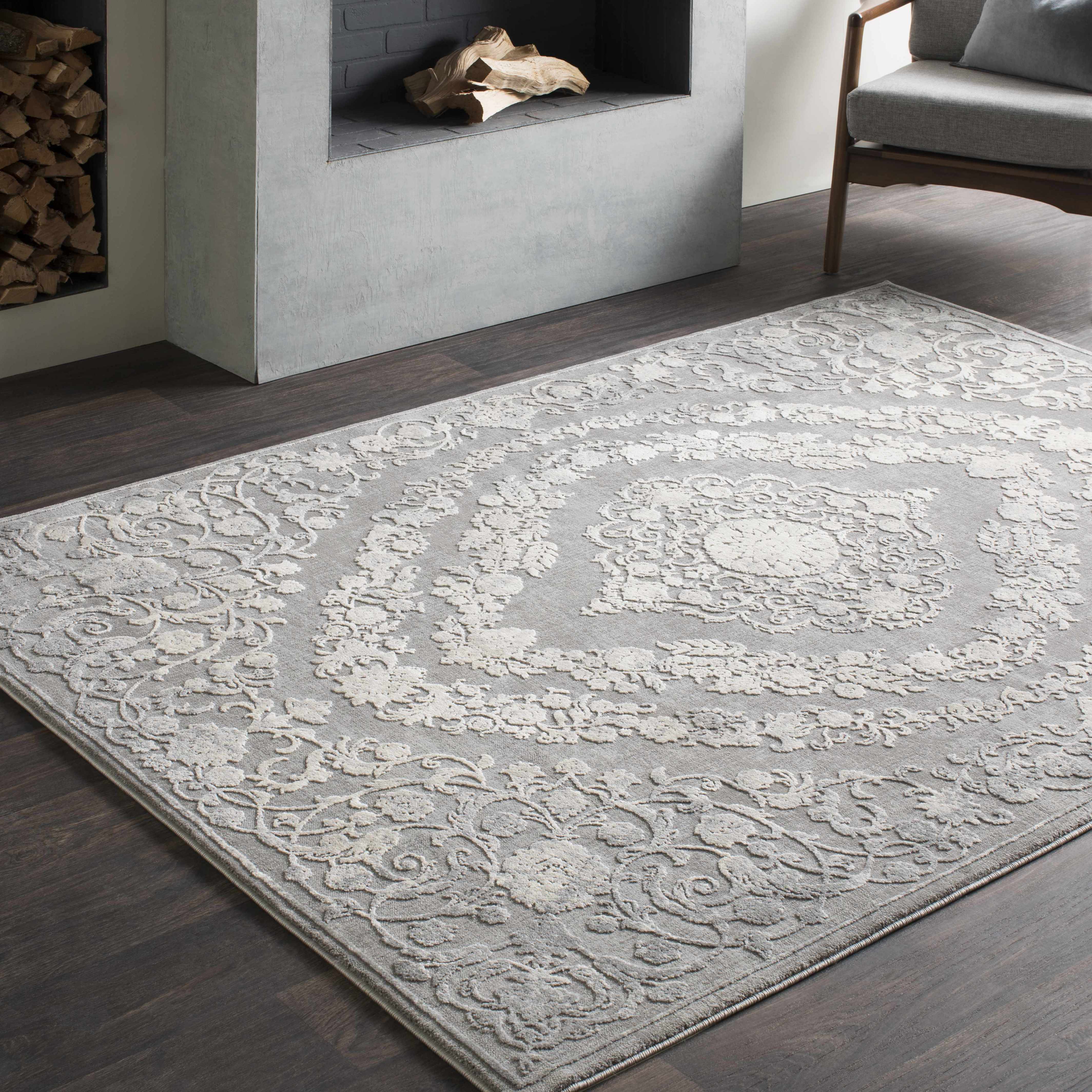 Bela Traditional Rug Medium Pile, Machine Woven, Charcoal/Tan/Beige