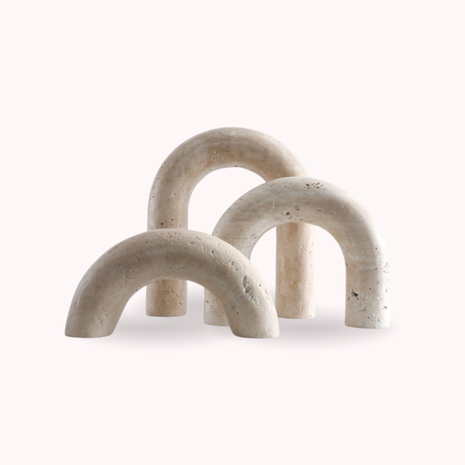 Bela Decorative Arch Figures | Travertine Marble Style, Set of 3