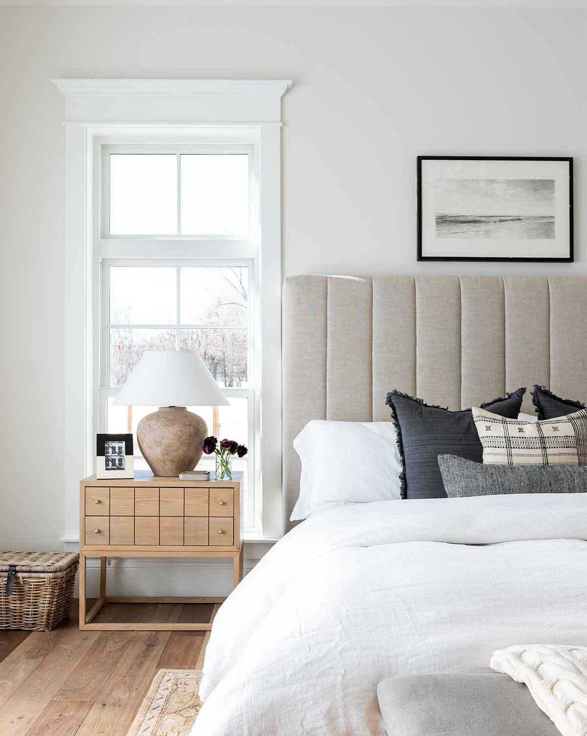 Bello Bed Tall Headboard  Fully Upholstered, Customizable Fabrics