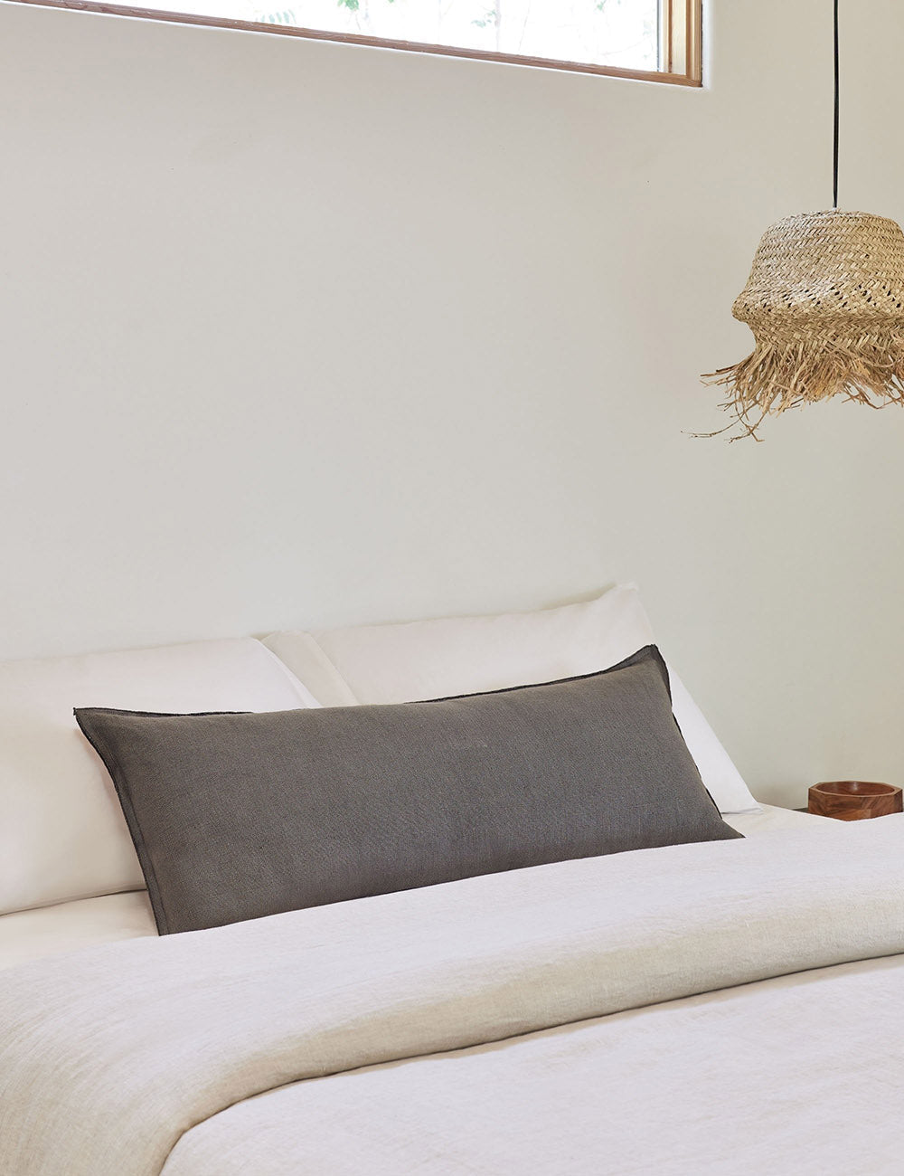 Luna Linen Lumbar Pillow | Superior Long Fiber Flax, Tonal Stitch Detail