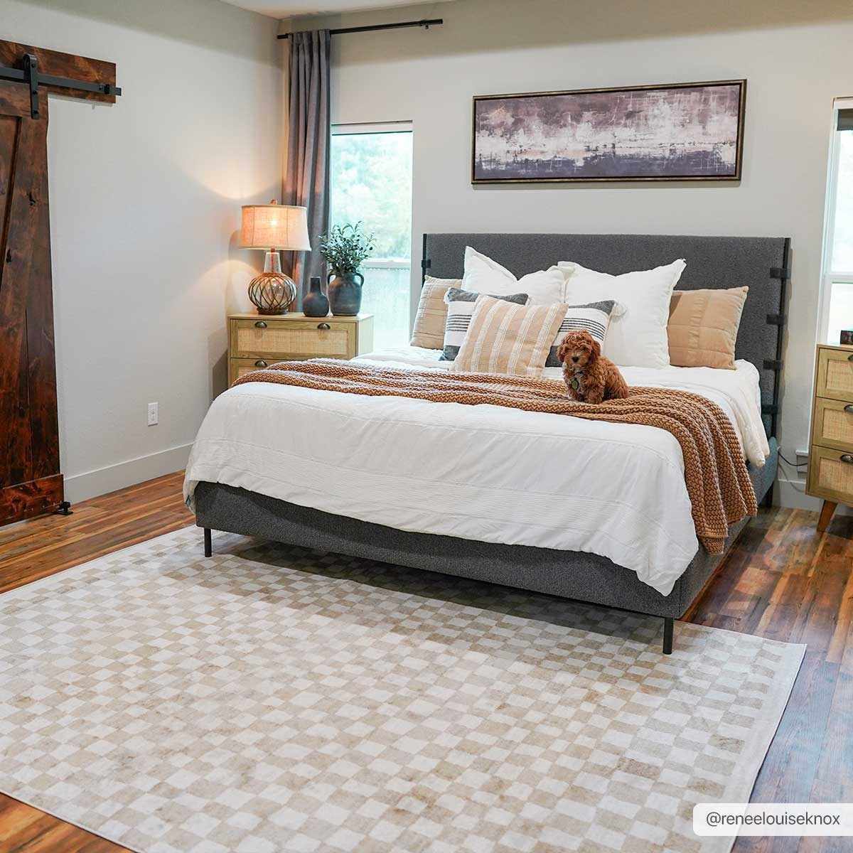 Bela Checkered Rug  Machine Woven  Cream & Gold