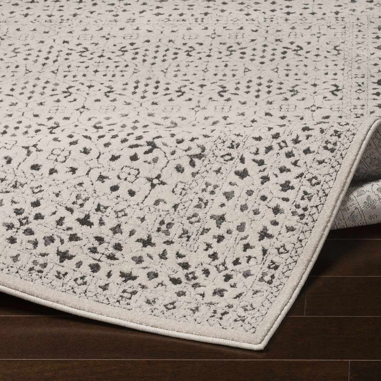 Sable Area Rug  Machine Woven  Medium Pile  Charcoal Beige