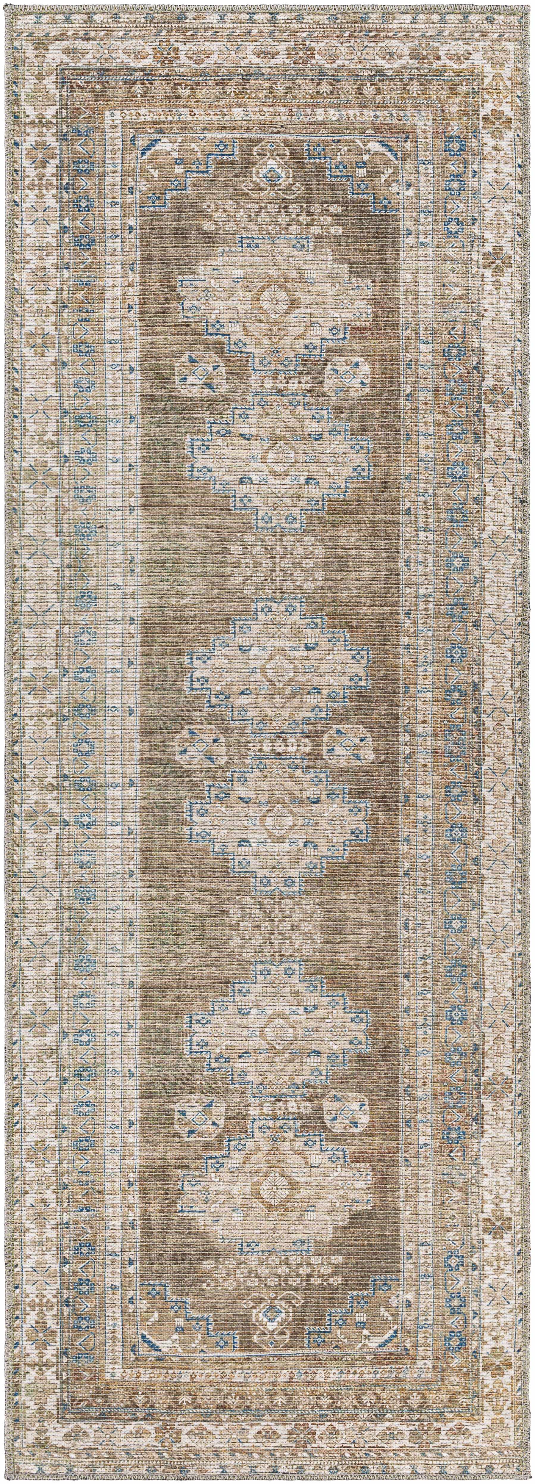 Bela Washable Rug  Cream Chenille-Polyester, Traditional Style