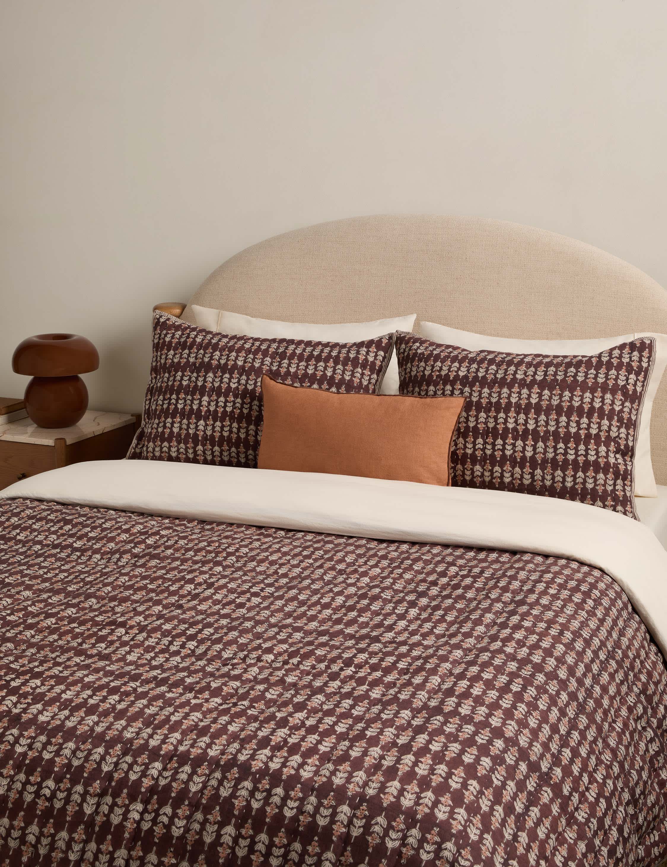 Bela Linen Cotton Quilt | Block Print Floral Design, Soft & Durable