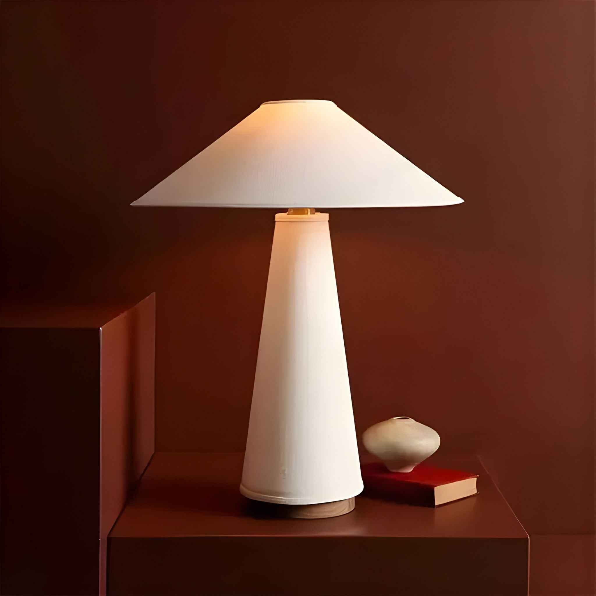 Aero Table Lamp | Cone-Shaped Design in White Linen