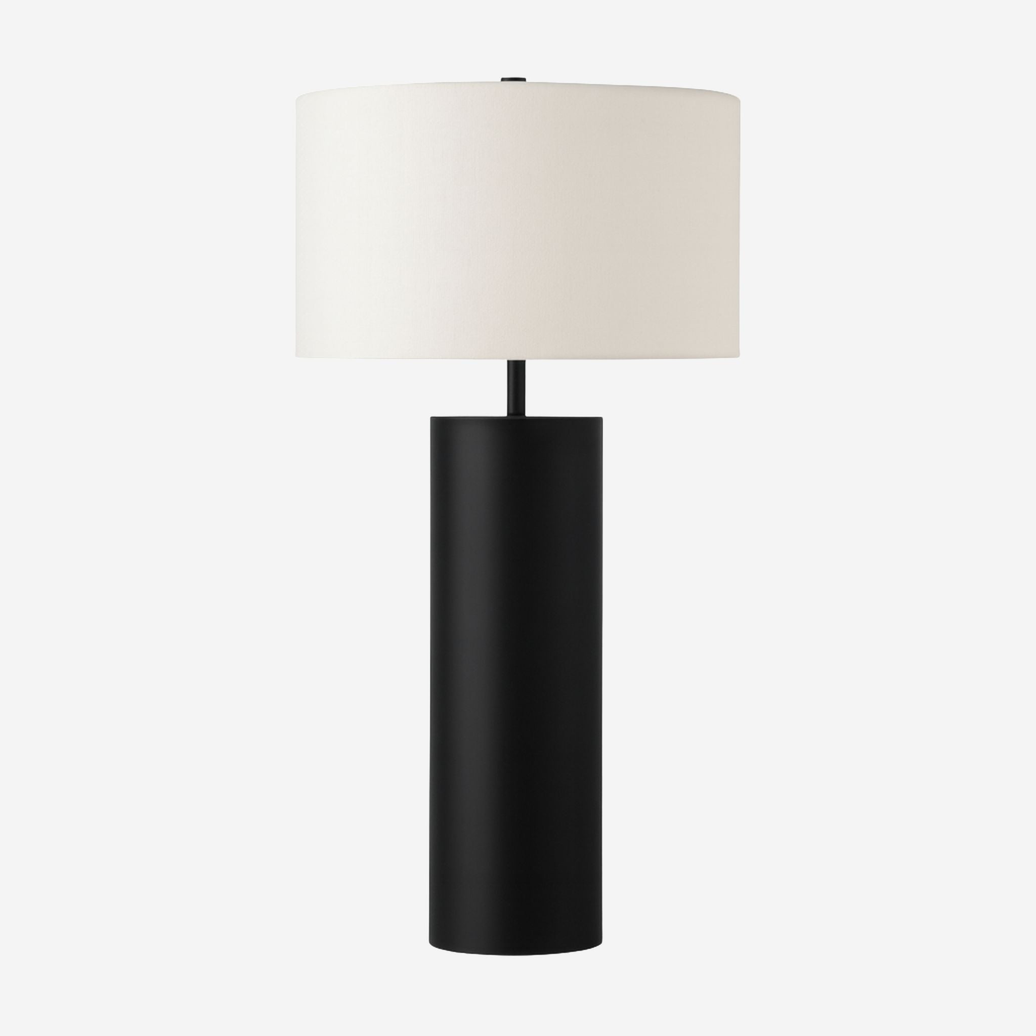 Atlas Table Lamp | Black Metal Base, White Fabric Shade