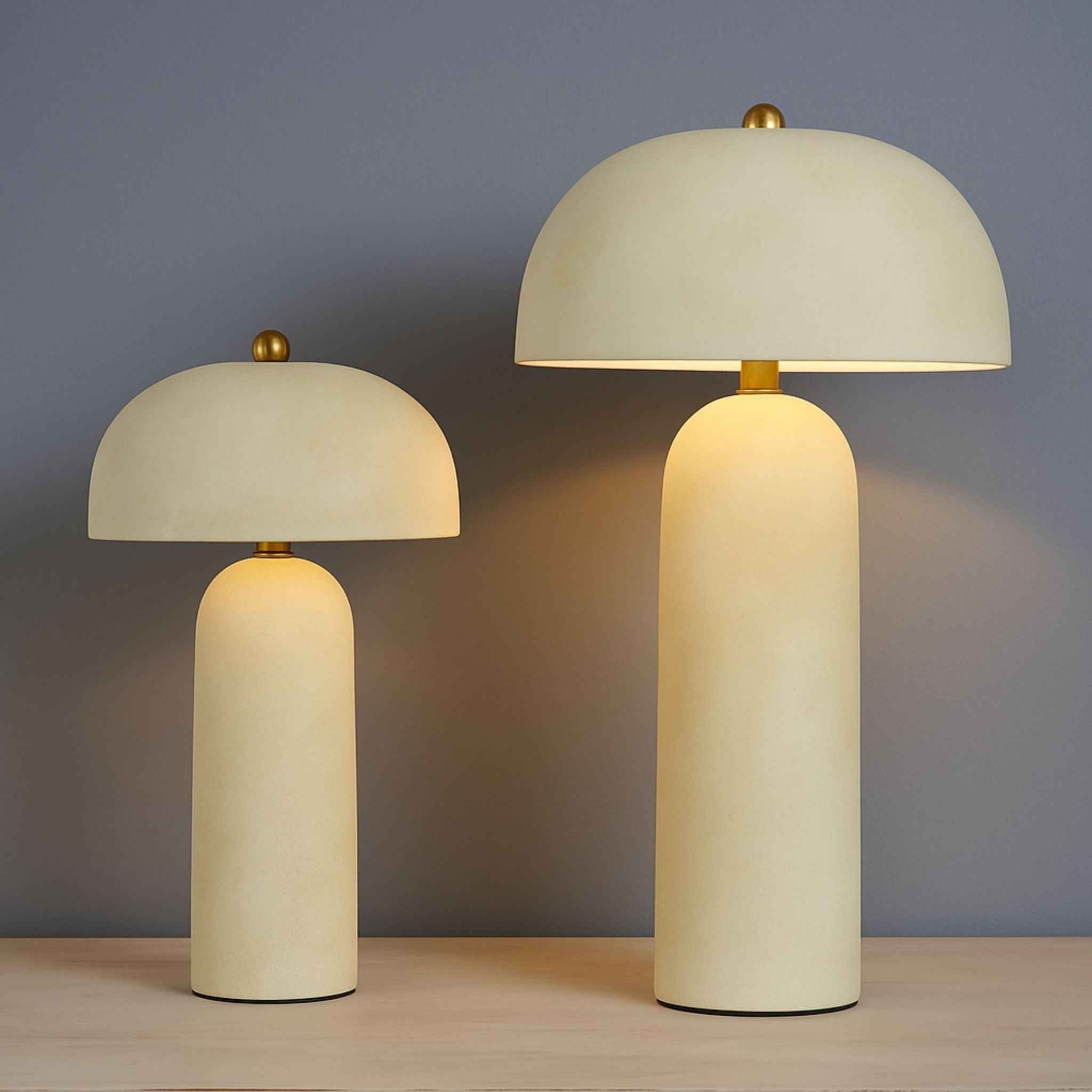 Cavus Table Lamp | Sand-Colored Ceramic, Japandi Style