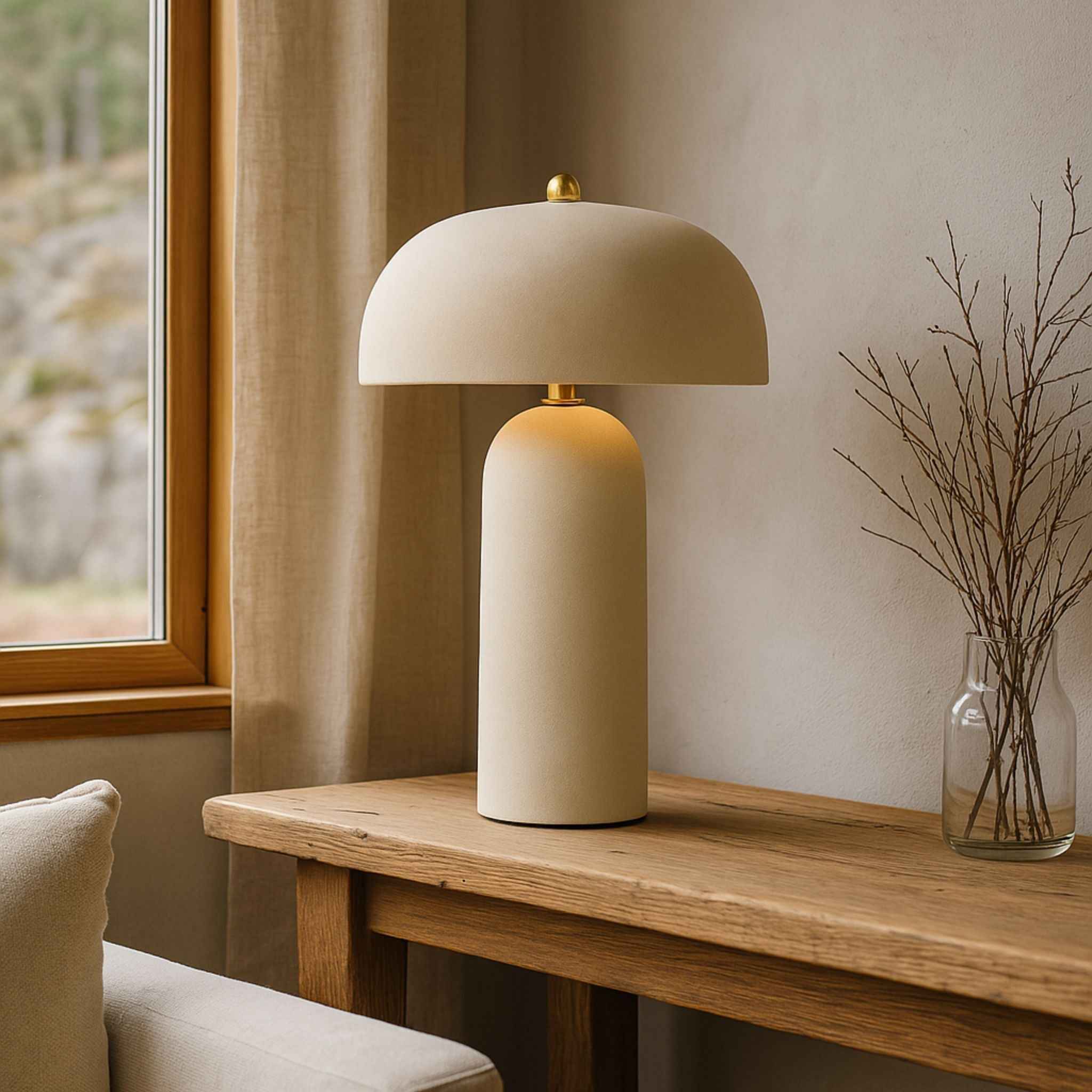 Cleo Table Lamp | Sand-Colored Ceramic, Japandi Style