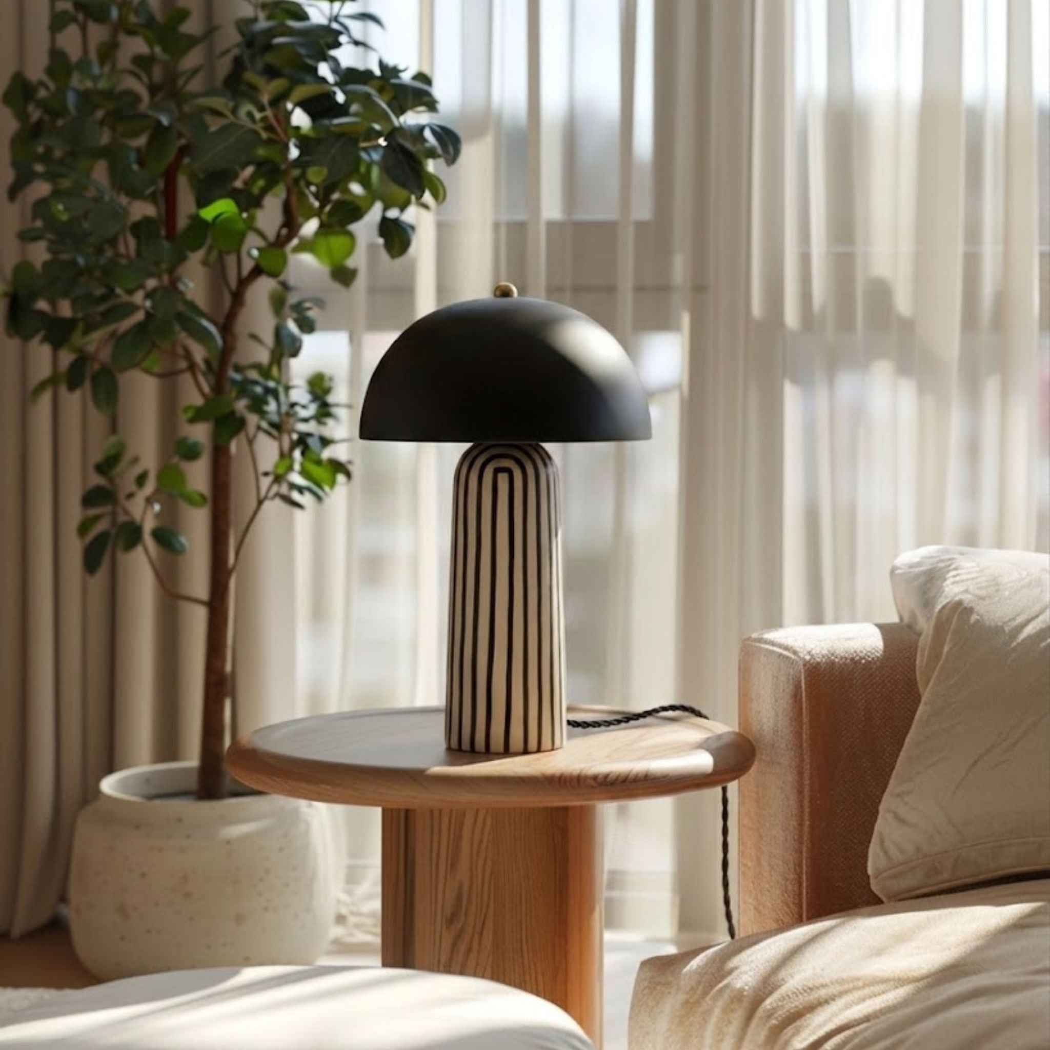 Bari Zebra Table Lamp | Striped Ceramic, 45 cm