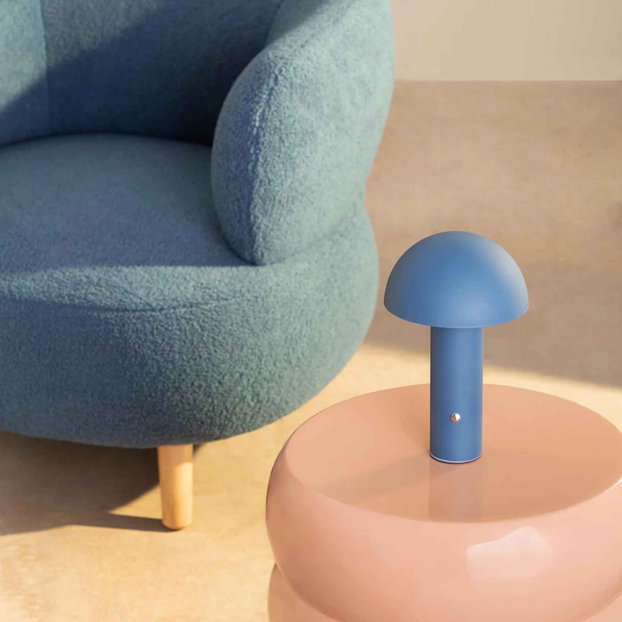 Bela Portable Table Lamp | Wireless & Rechargeable, Modern Blue Design
