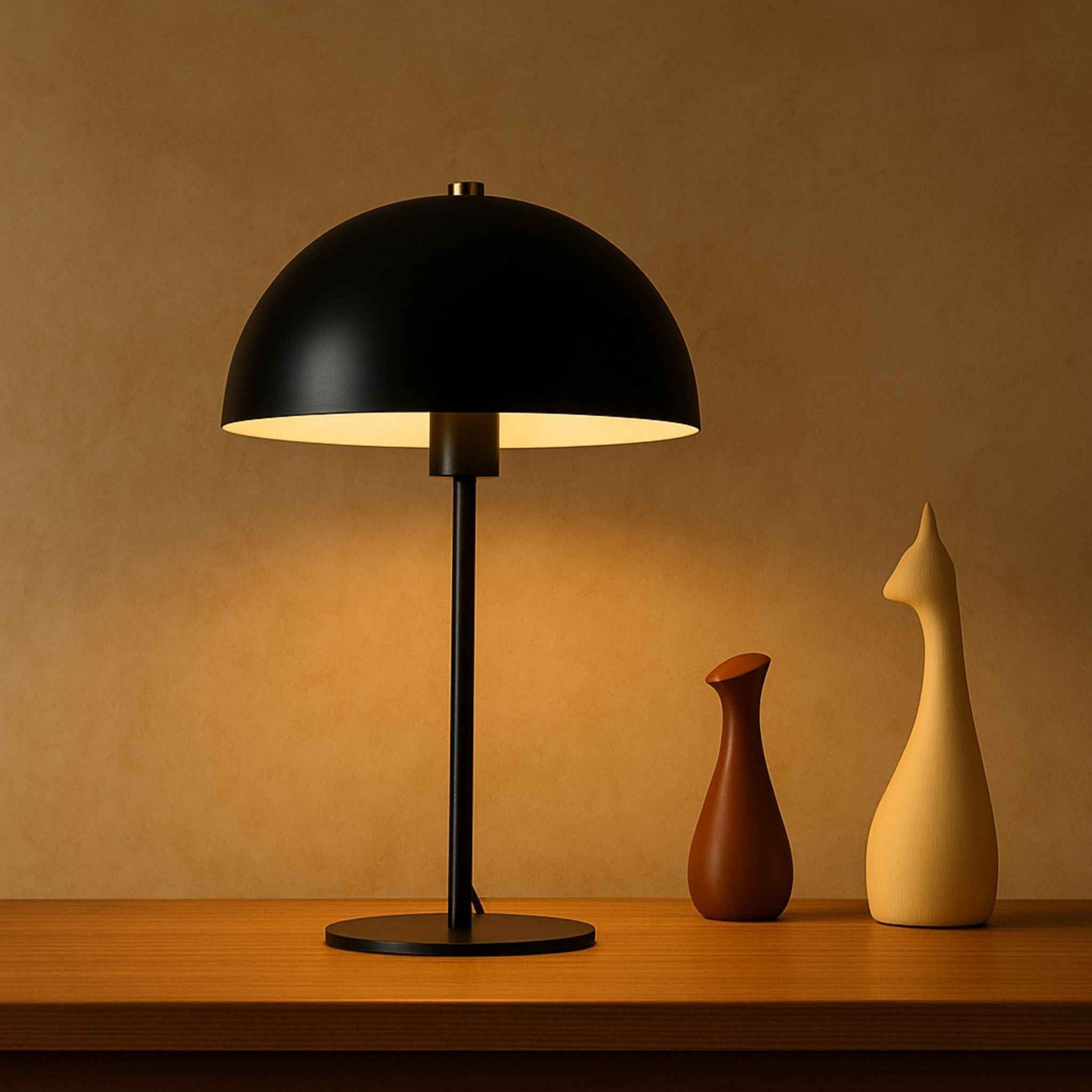 Elysium Table Lamp | Black Metal, Mushroom-Shaped Design