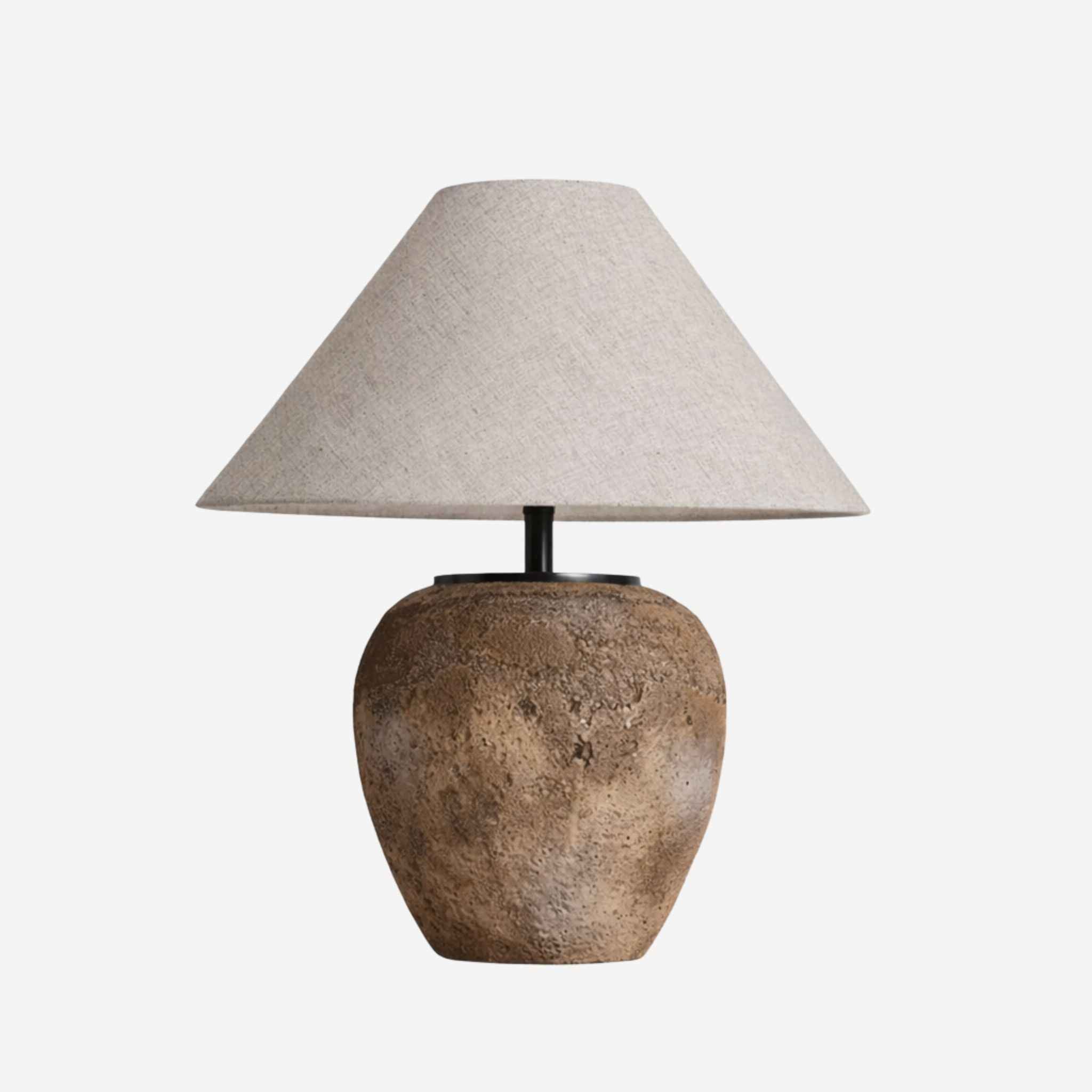Elysian Table Lamp | Rustic Ceramic Base & Linen Shade