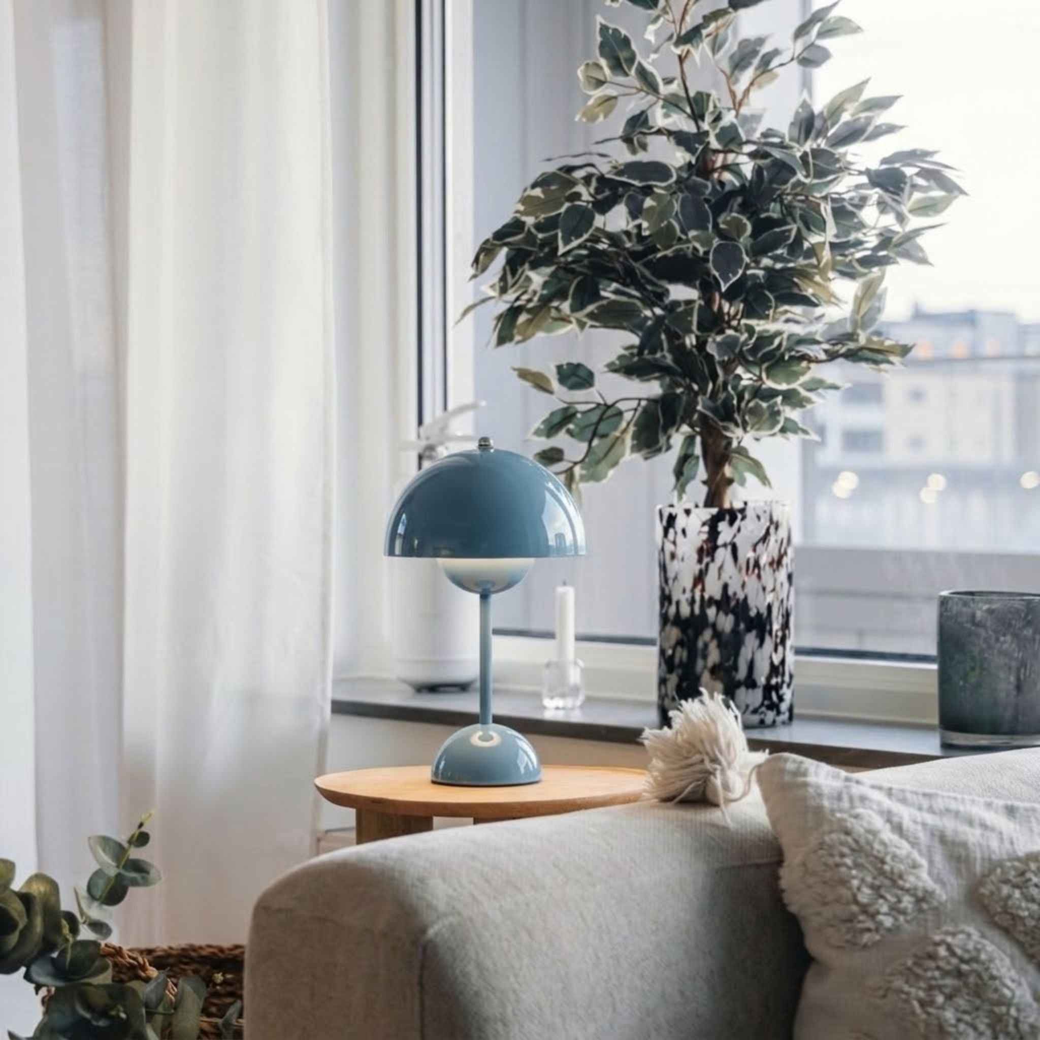 Bela Portable Table Lamp | Light Blue, Wireless & Rechargeable