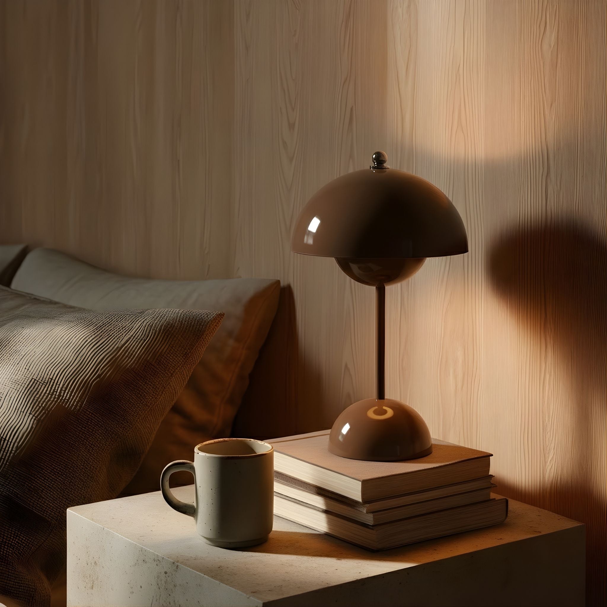 Bela Portable Table Lamp | Wireless, Rechargeable Brown Design