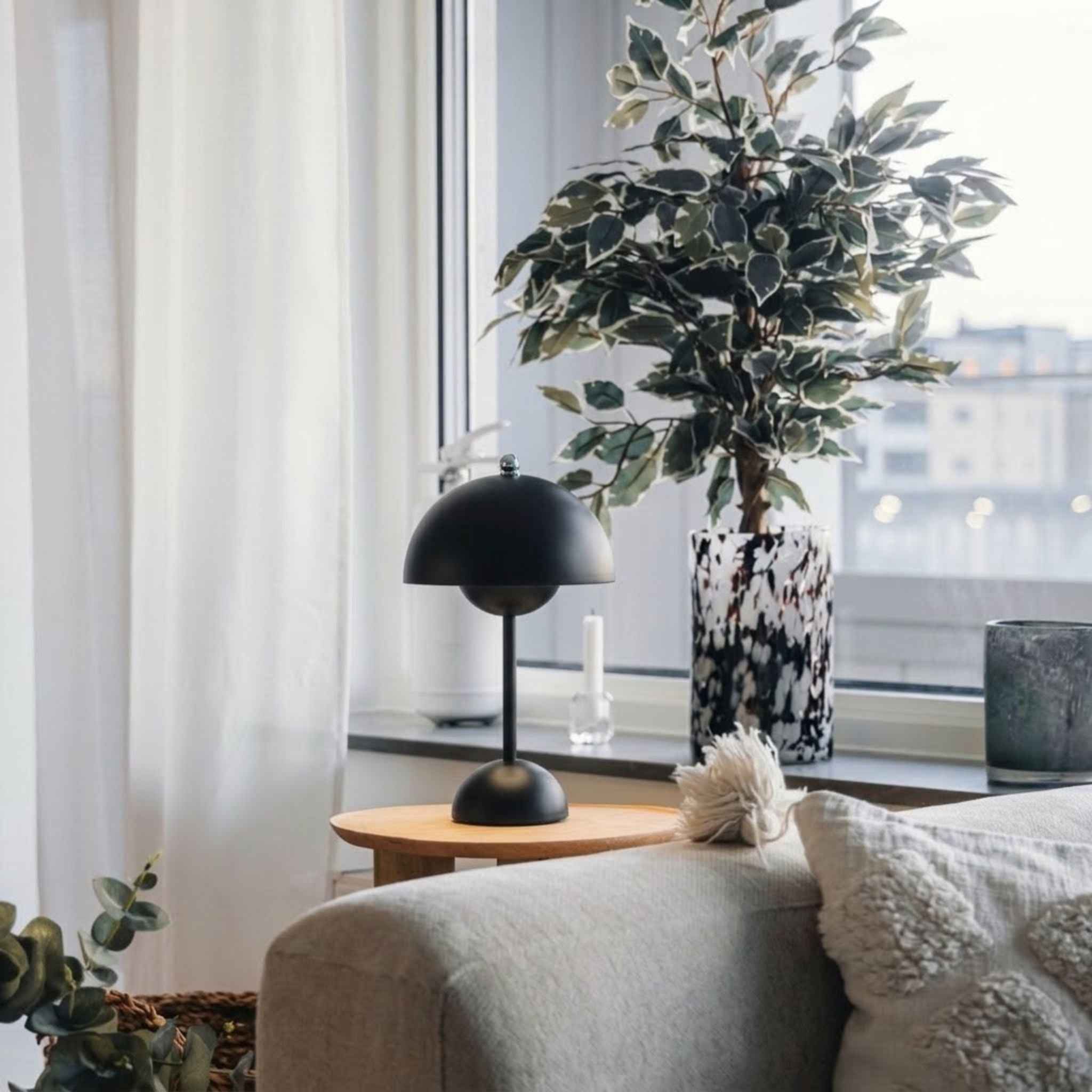 Bello Portable Table Lamp | Wireless & Rechargeable, Black 30 cm