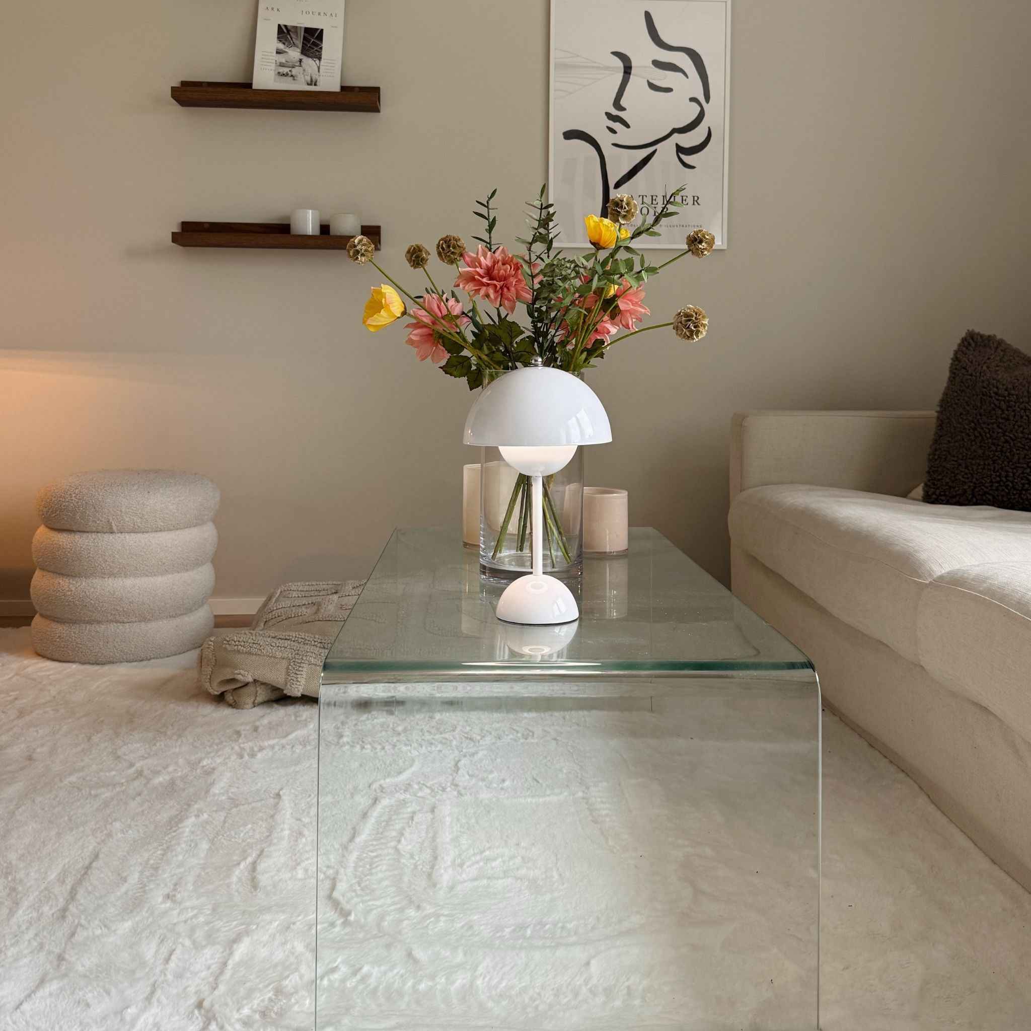 Bello Portable Table Lamp | Wireless & Rechargeable, White 30 cm
