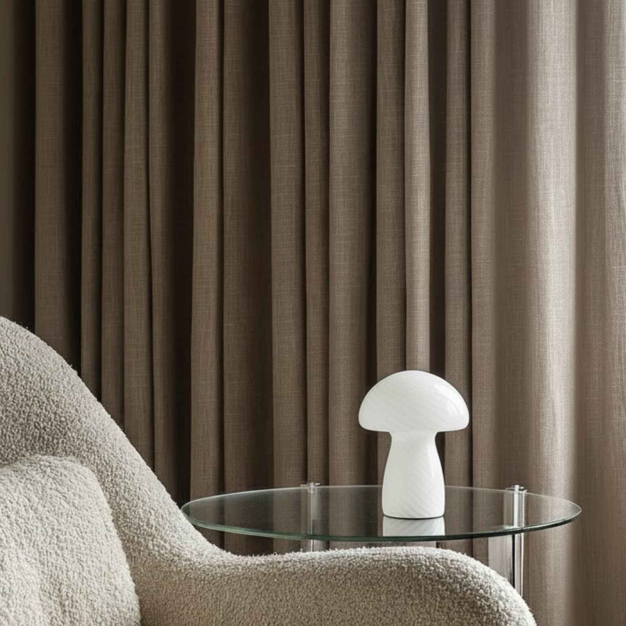 Fino Table Lamp | Mushroom Design in White Glass with Warm Glow