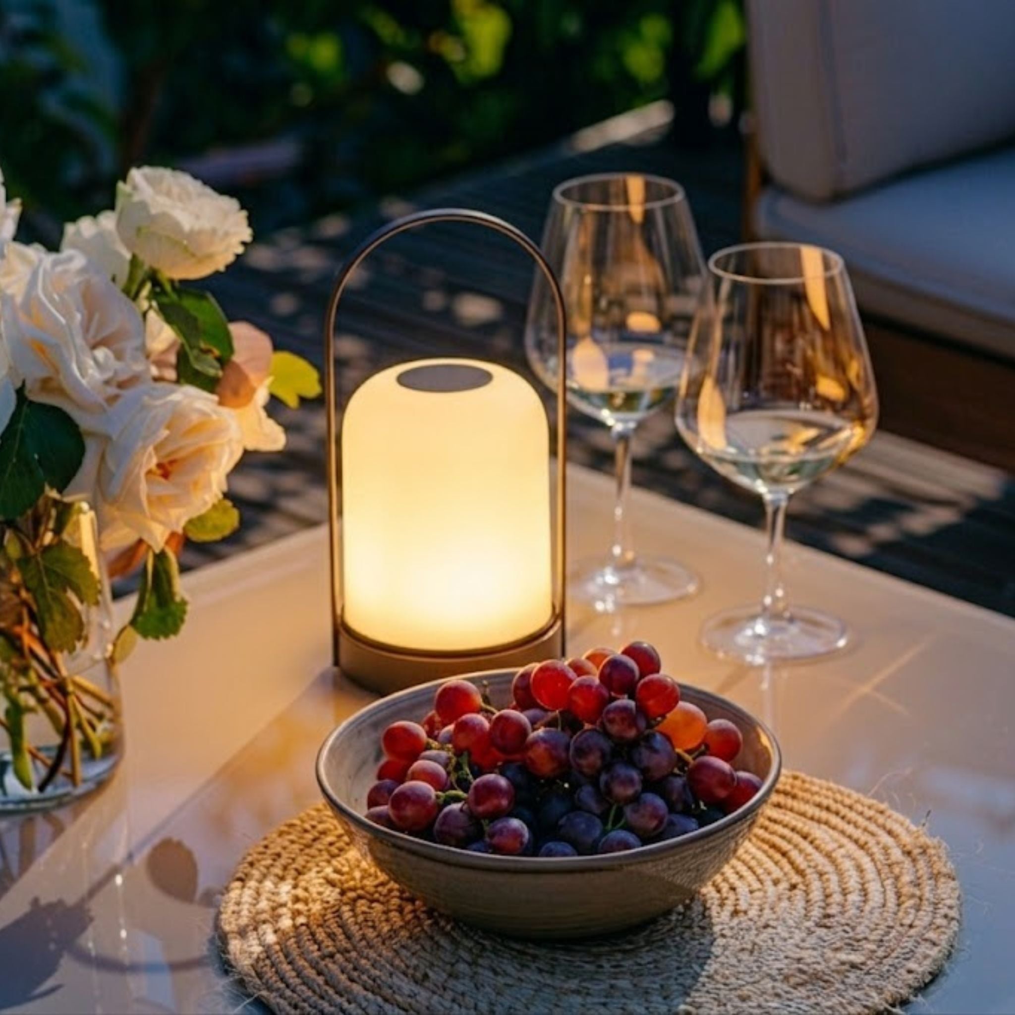 Bello Portable Table Lamp | Wireless, White Frosted Glass