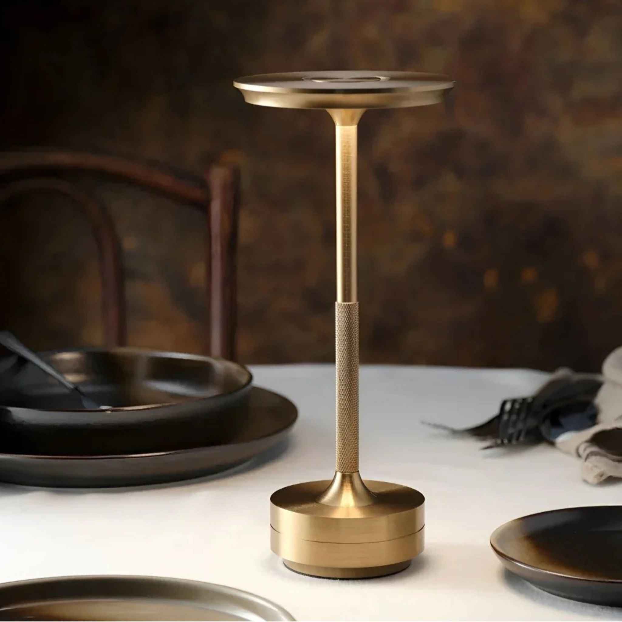 Brix Portable Table Lamp | Brass Finish, Wireless & Rechargeable
