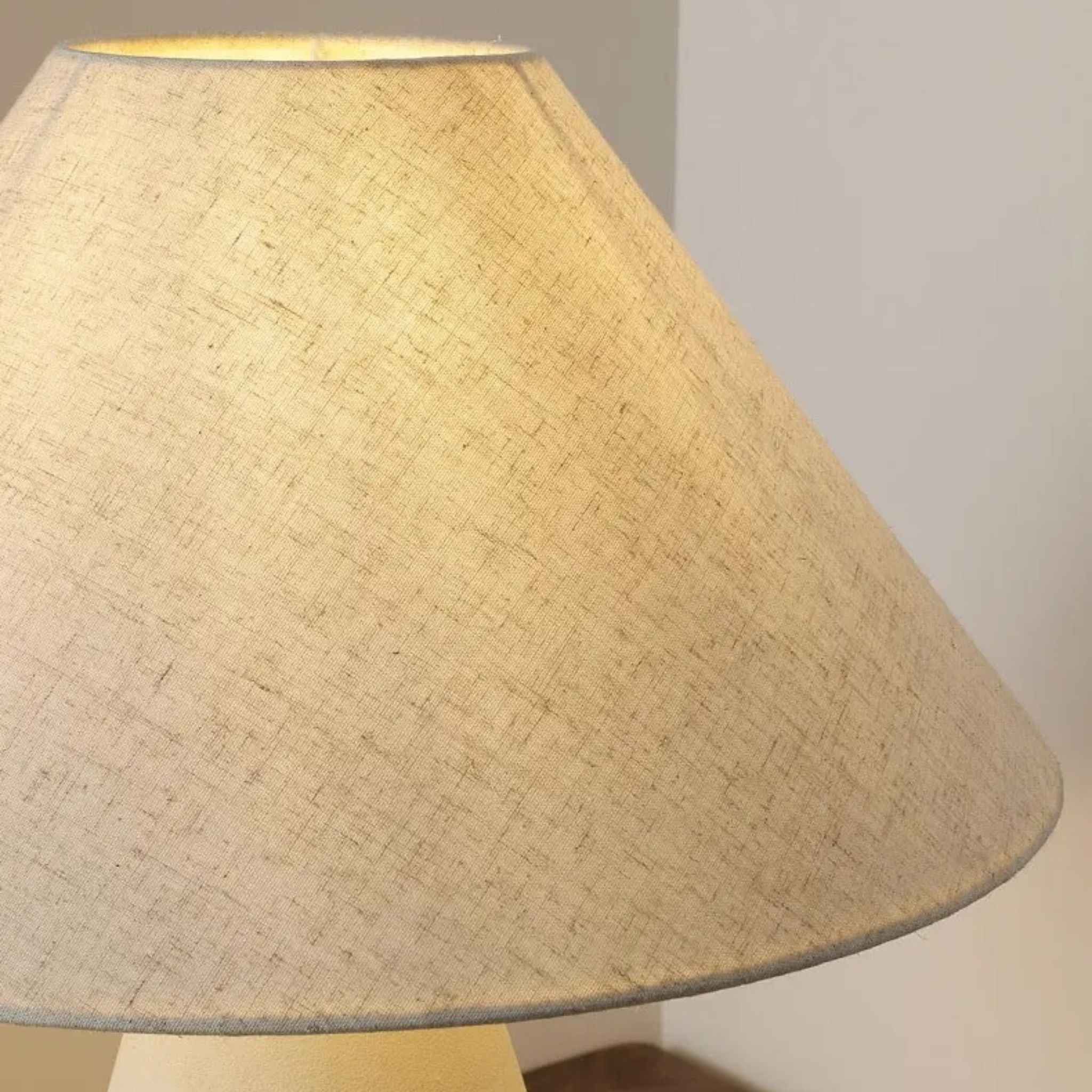 Emi Table Lamp | White Ceramic Base, Soft Textiles Shade