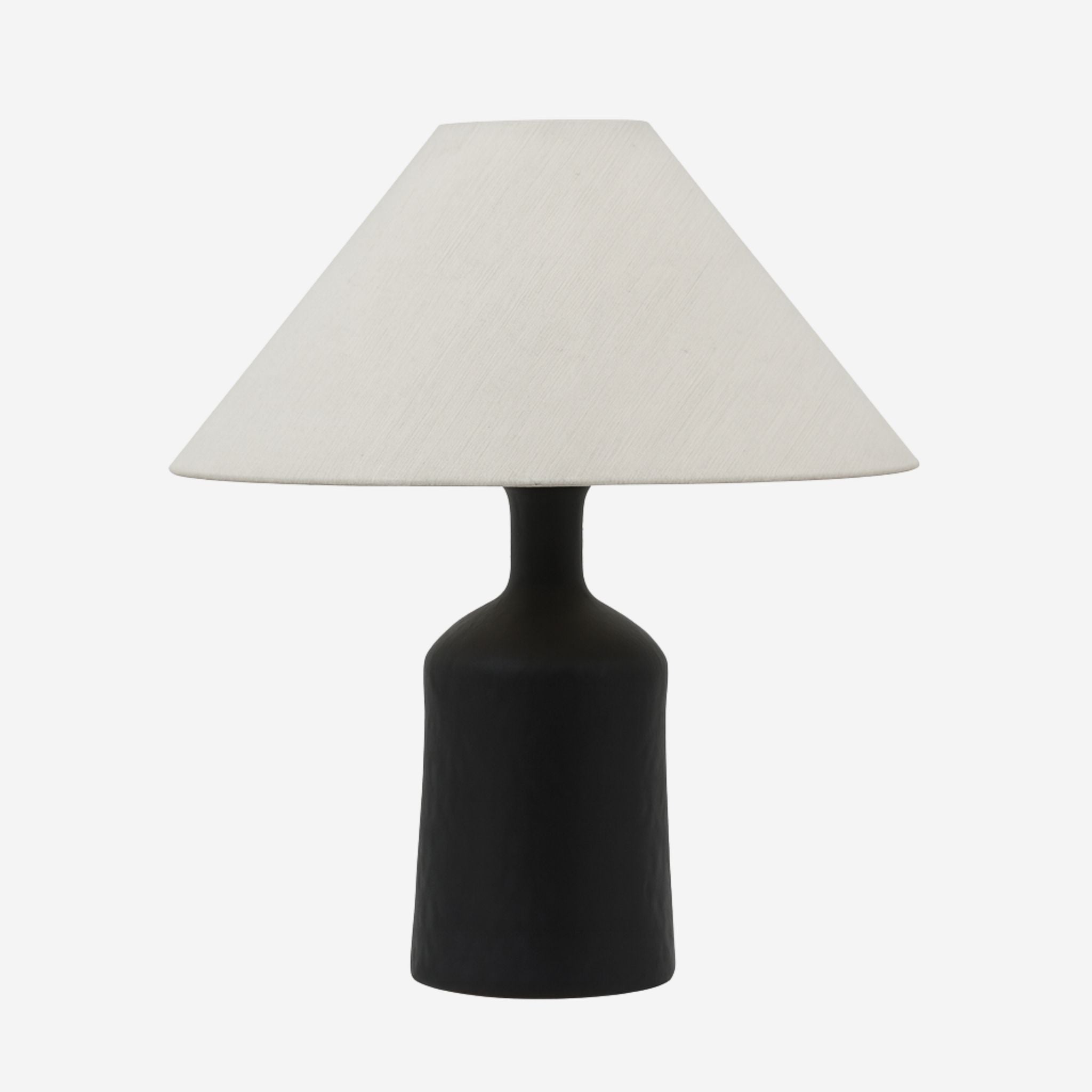 Bello Table Lamp | Black Ceramic Base, White Linen Shade